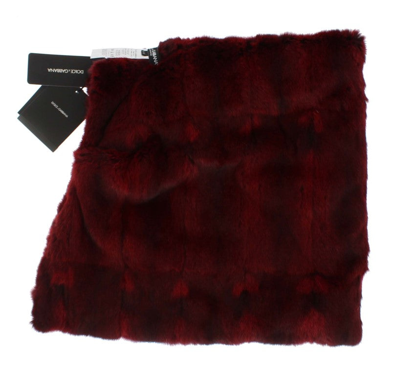 Dolce & Gabbana Luxurious Bordeaux Fur Hooded Scarf Wrap - Elegance Online Limited