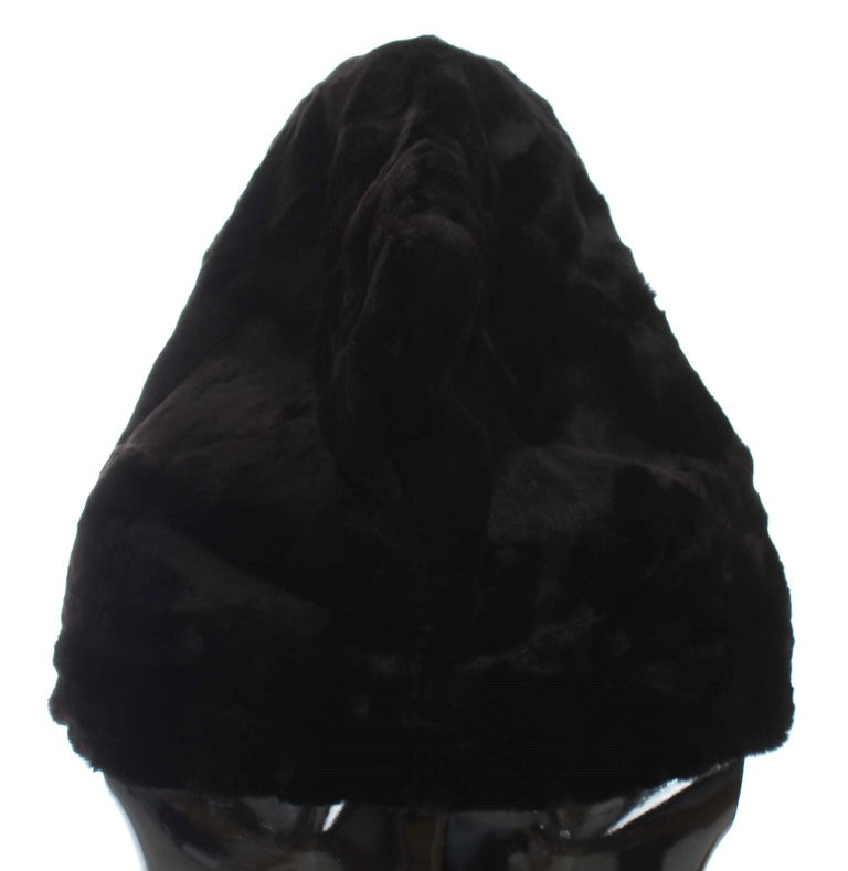 Dolce & Gabbana Chic Black Weasel Fur Hooded Scarf Wrap - Elegance Online Limited