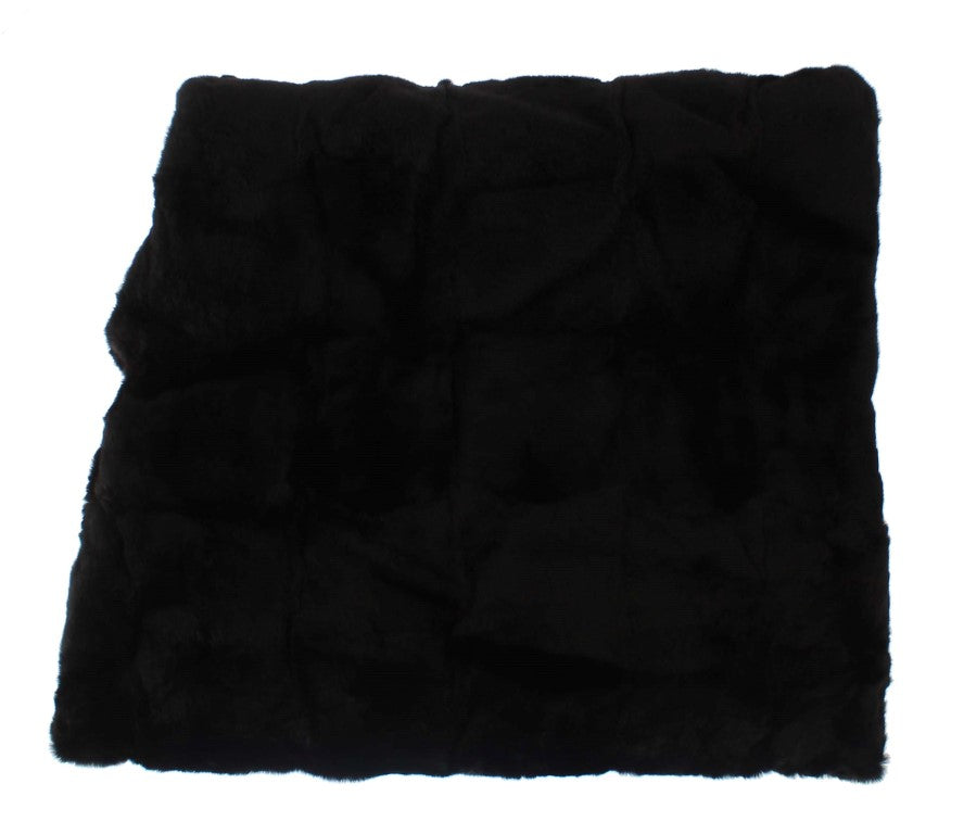 Dolce & Gabbana Chic Black Weasel Fur Hooded Scarf Wrap - Elegance Online Limited