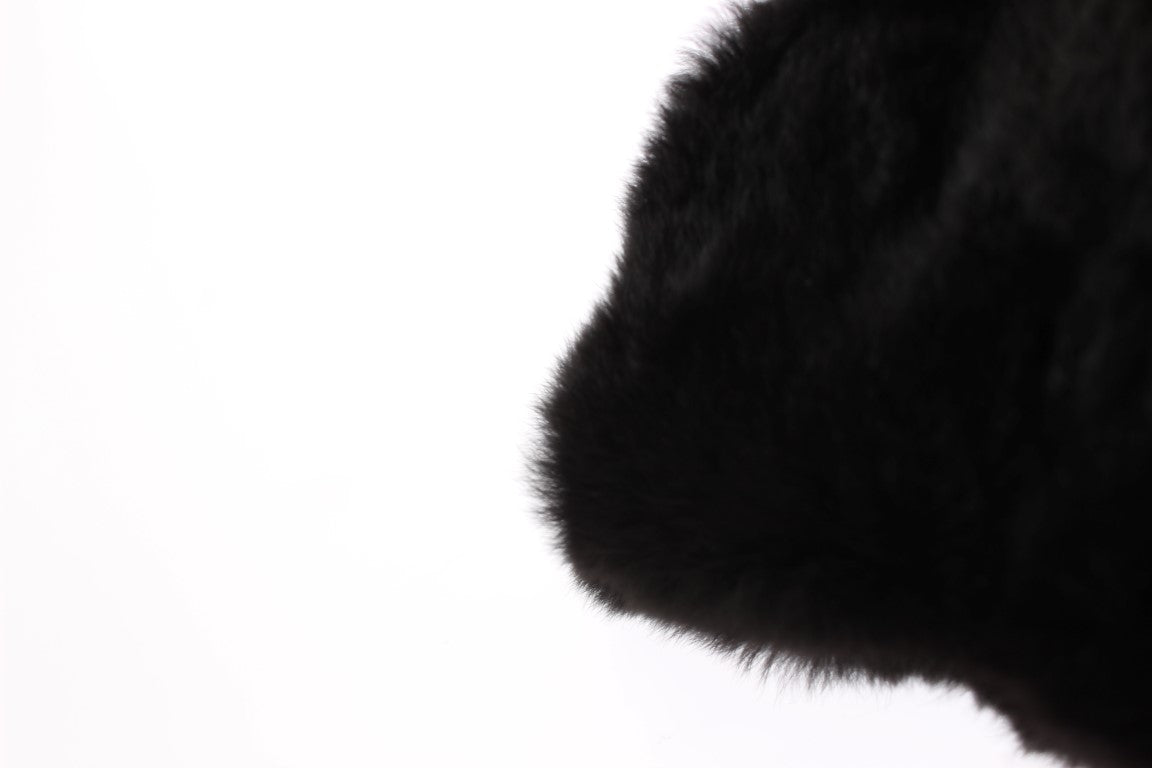 Dolce & Gabbana Chic Black Weasel Fur Hooded Scarf Wrap - Elegance Online Limited