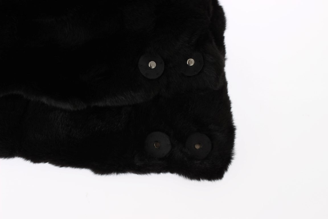 Dolce & Gabbana Chic Black Weasel Fur Hooded Scarf Wrap - Elegance Online Limited