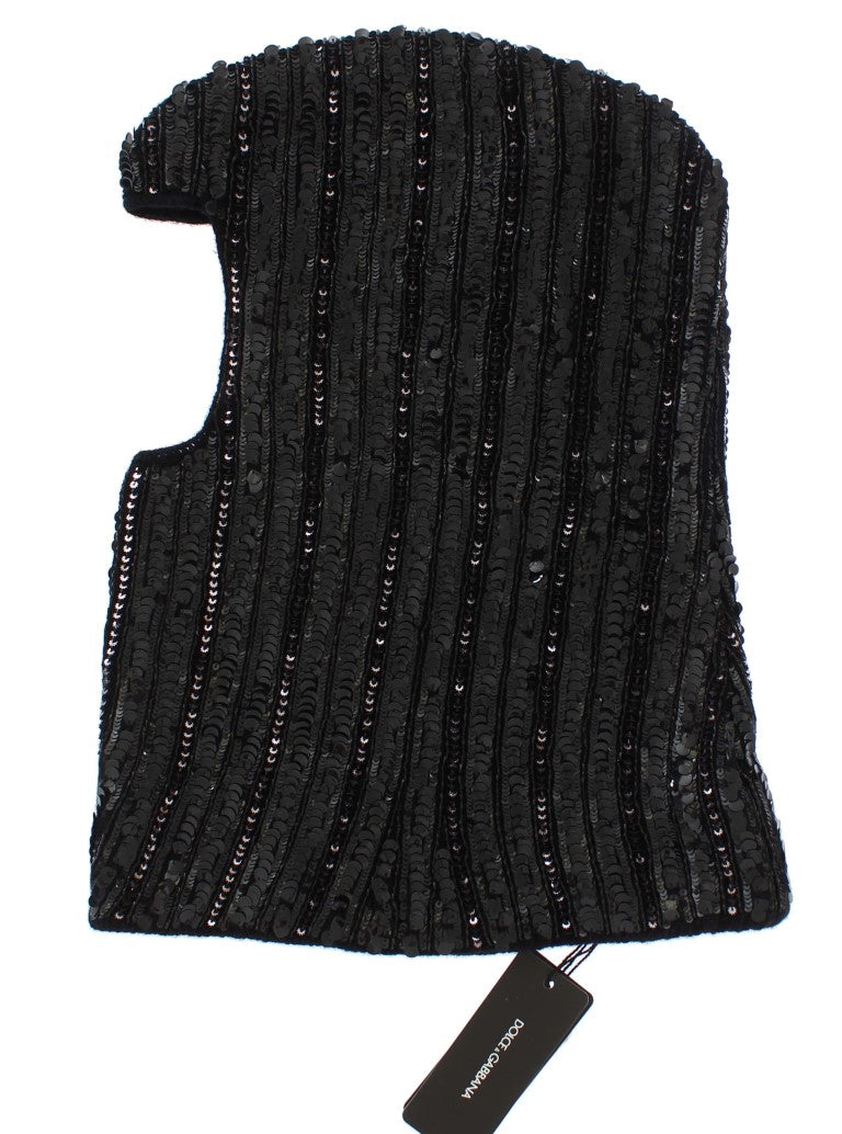 Dolce & Gabbana Elegant Black Sequined Hooded Scarf Wrap - Elegance Online Limited