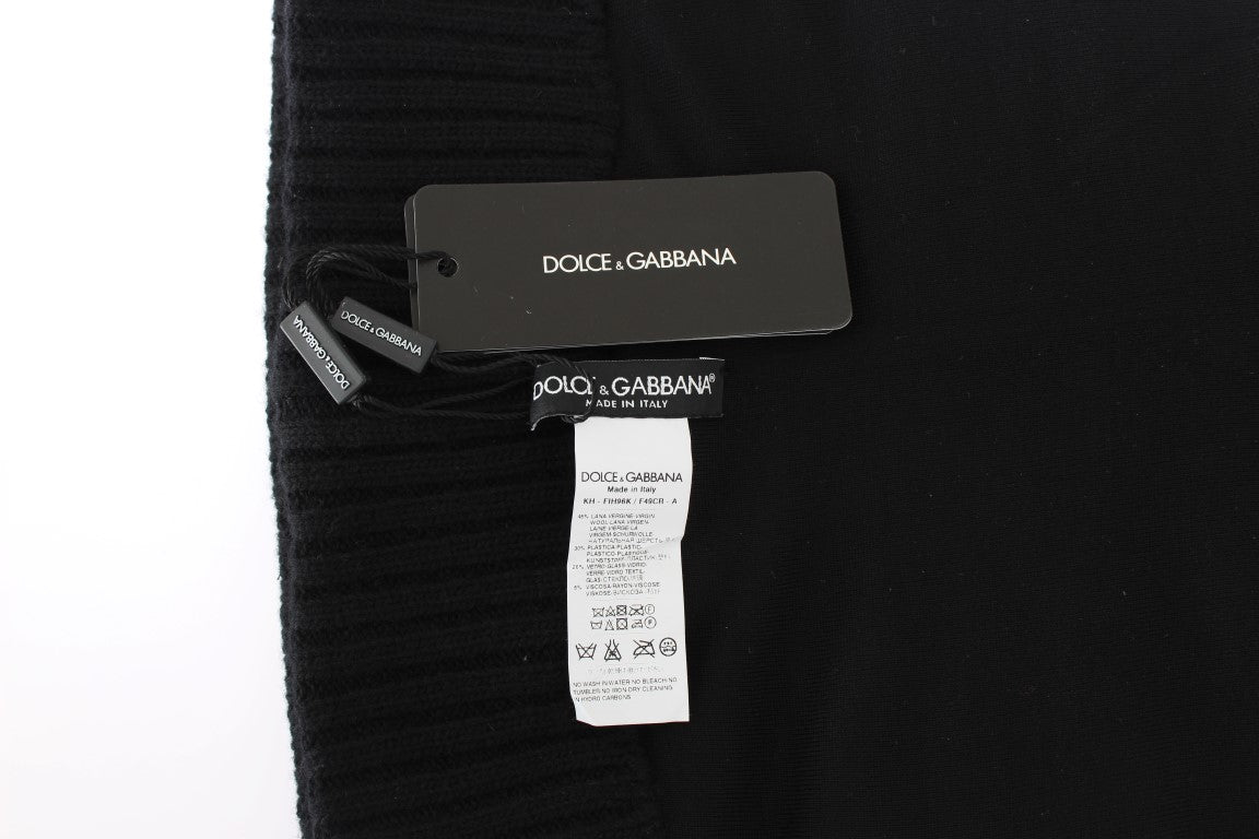 Dolce & Gabbana Elegant Black Sequined Hooded Scarf Wrap - Elegance Online Limited