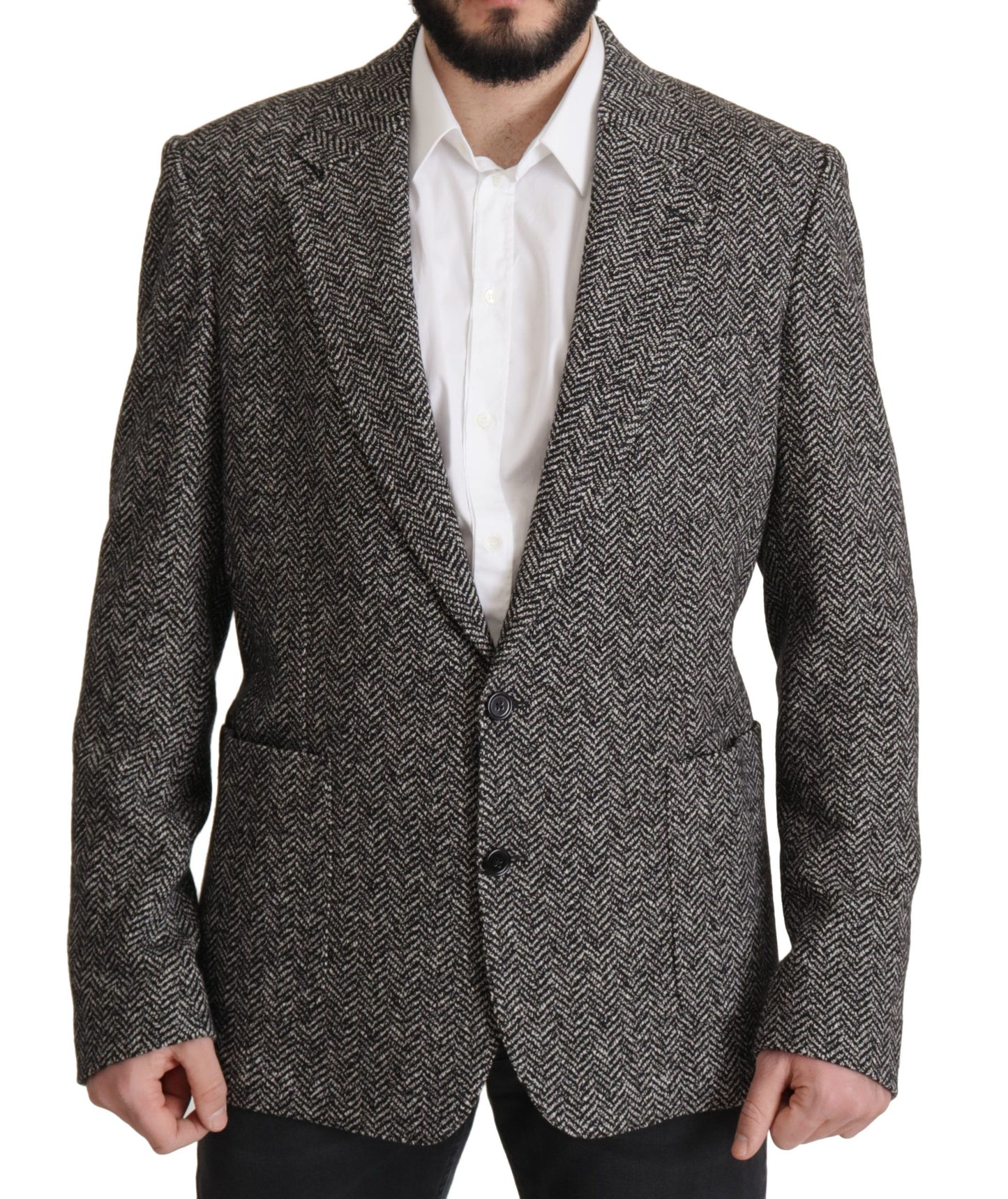 Veste blazer à chevrons gris Dolce & Gabbana