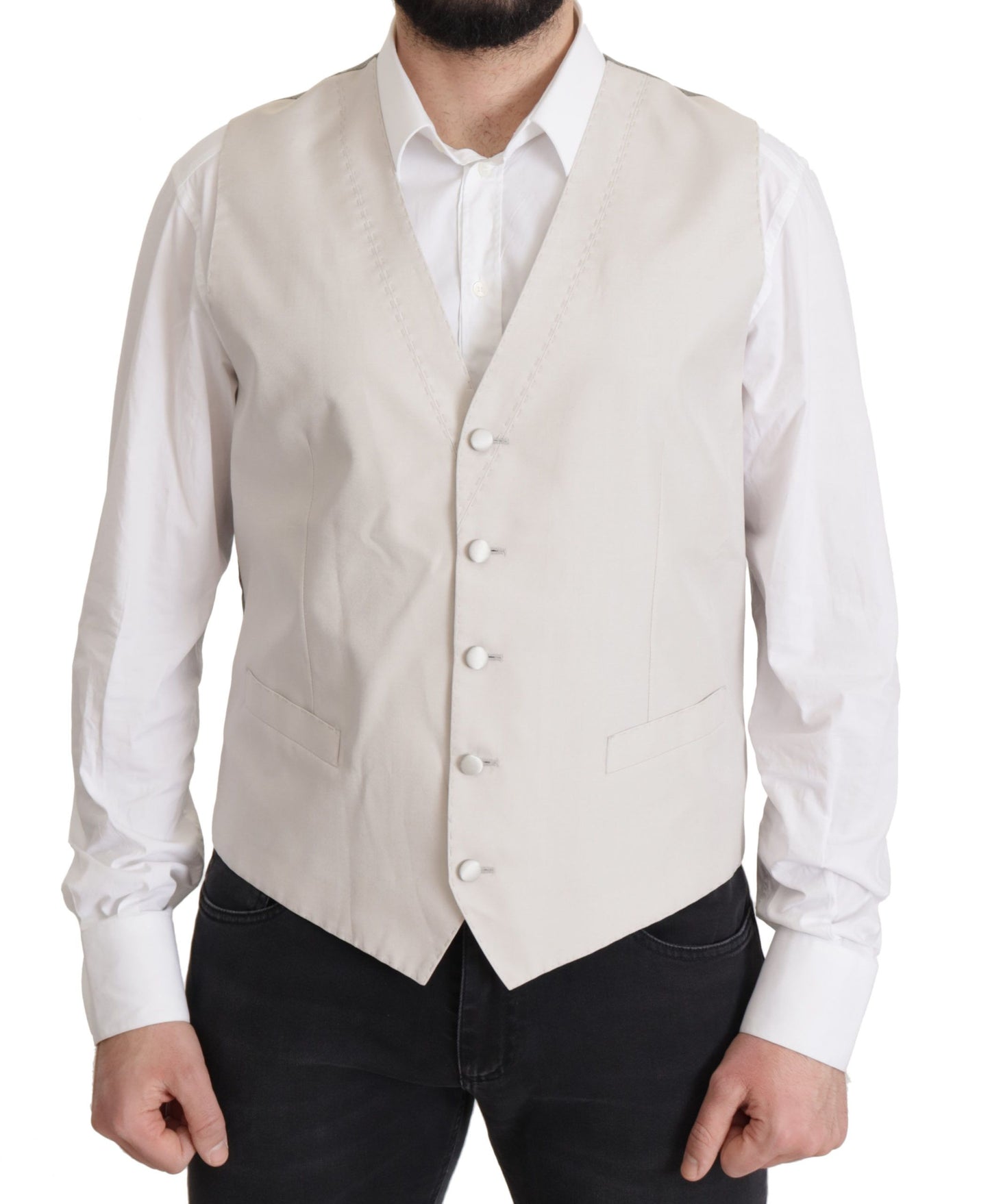 Dolce & Gabbana Elegante conjunto de chaqueta de traje en mezcla de seda gris claro