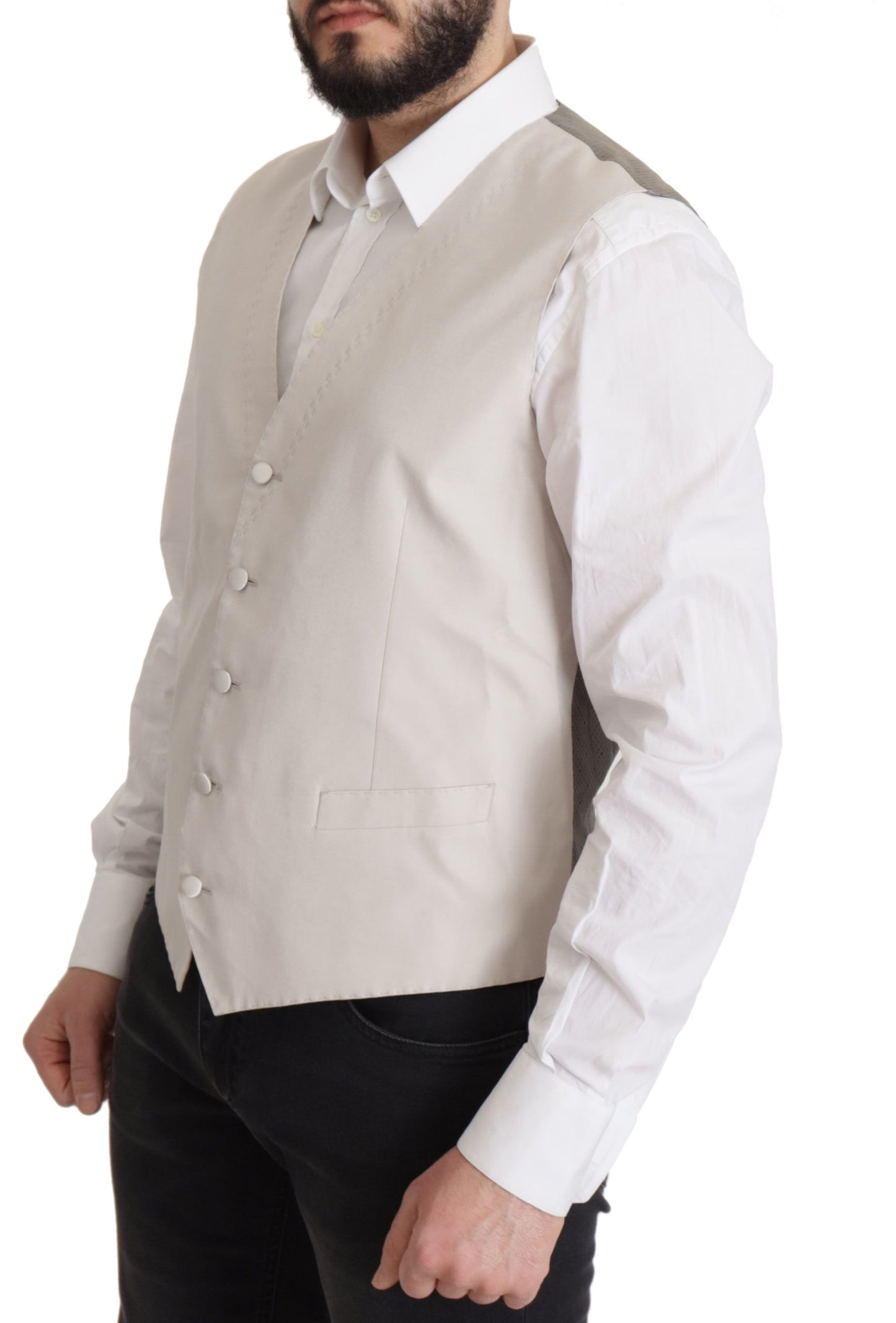 Dolce & Gabbana Elegante conjunto de chaqueta de traje en mezcla de seda gris claro