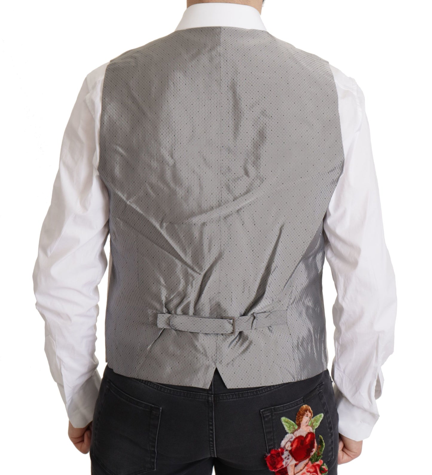 Dolce & Gabbana Elegante conjunto de chaqueta de traje en mezcla de seda gris claro