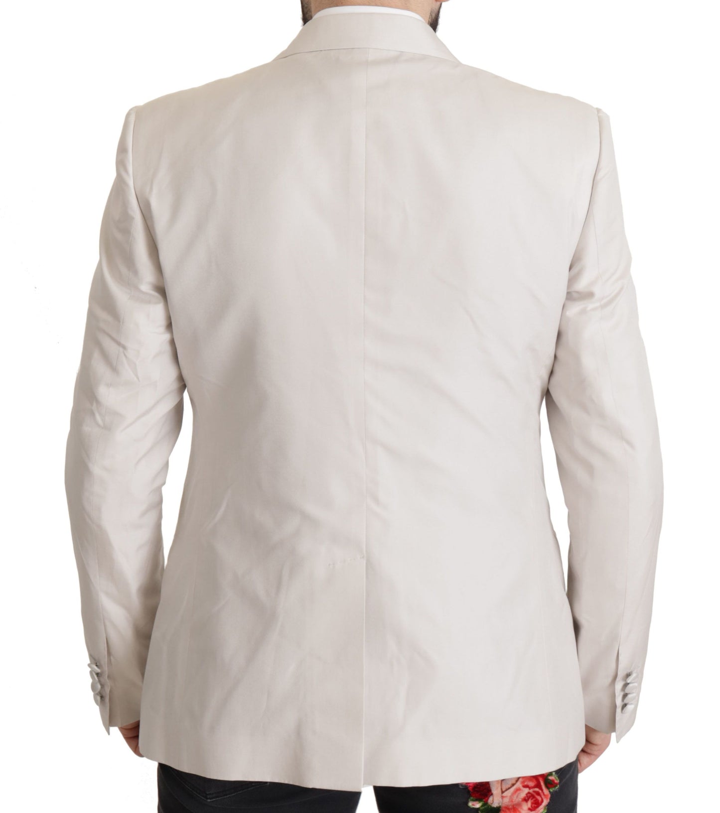 Dolce & Gabbana Elegante conjunto de chaqueta de traje en mezcla de seda gris claro