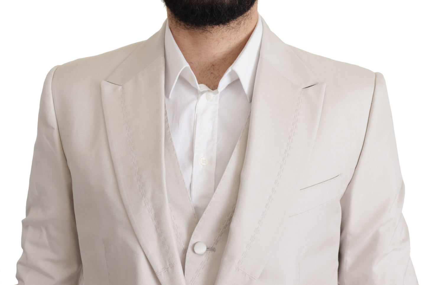 Dolce & Gabbana Elegante conjunto de chaqueta de traje en mezcla de seda gris claro