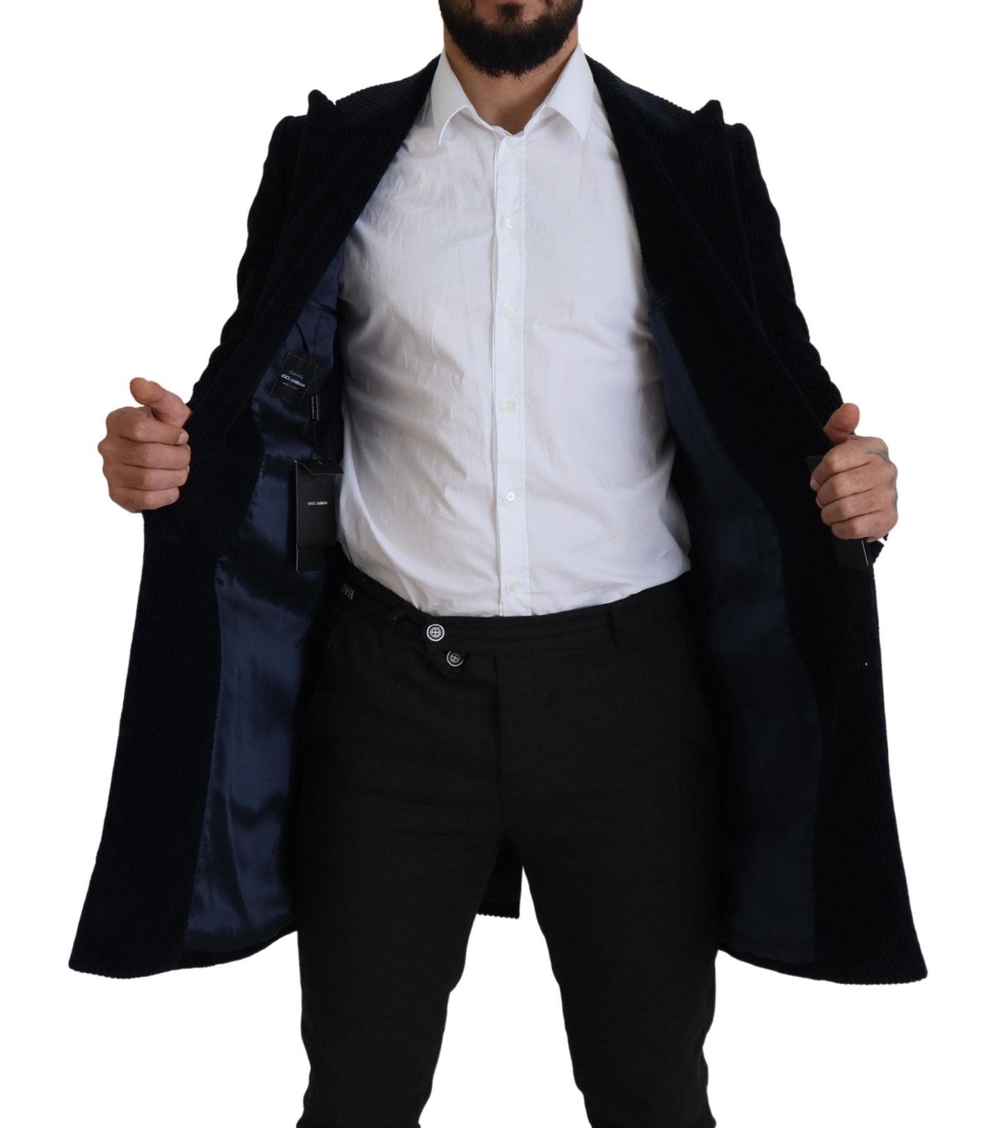 Dolce & Gabbana Elegante chaqueta tipo cárdigan larga de algodón negra