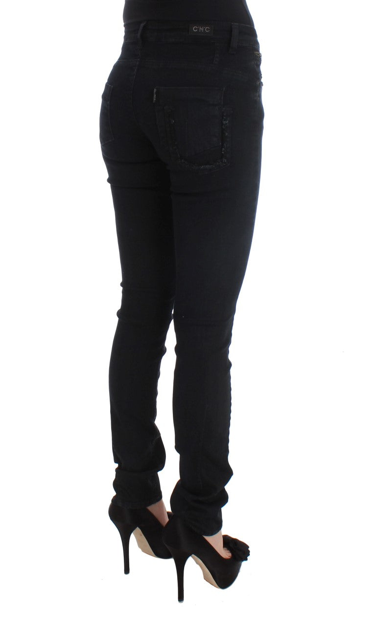 Costume National Sleek Slim Fit Designer Jeans in Classic Black - Elegance Online Limited