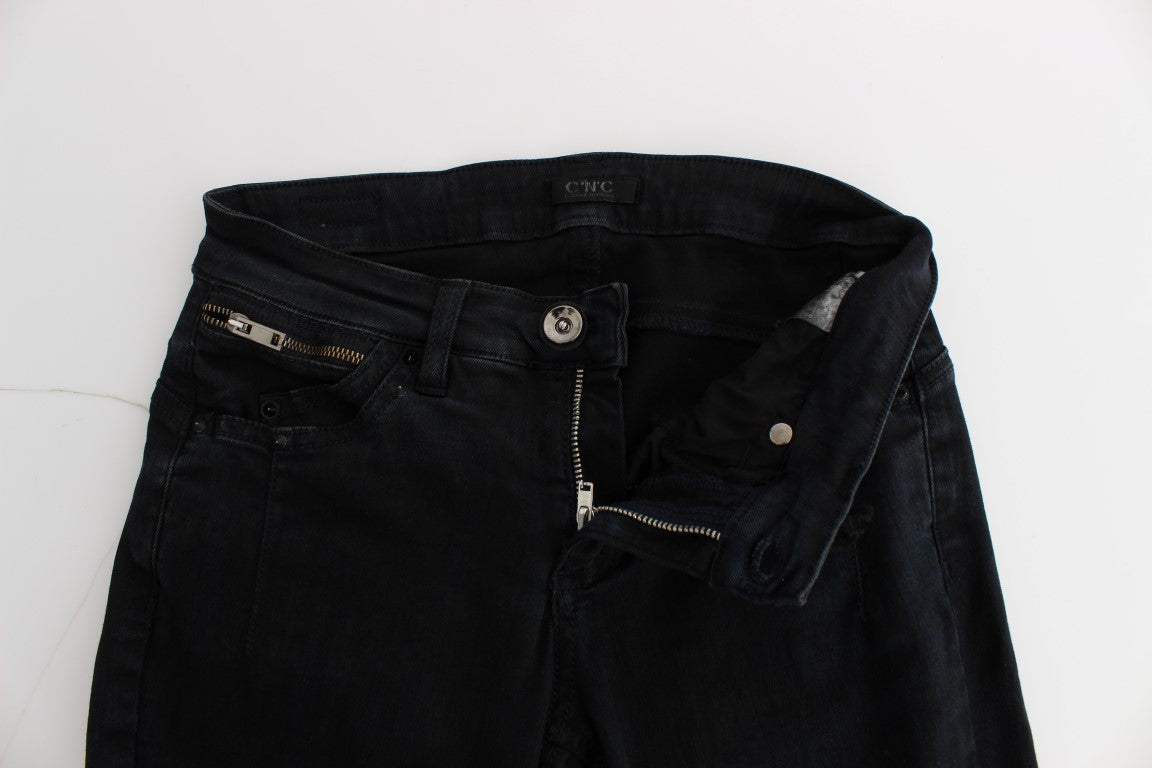 Costume National Sleek Slim Fit Designer Jeans in Classic Black - Elegance Online Limited