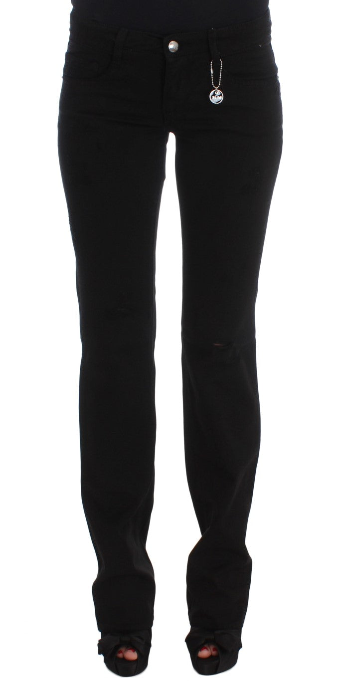 Costume National Chic Black Slim Fit Zippered Cotton Jeans - Elegance Online Limited