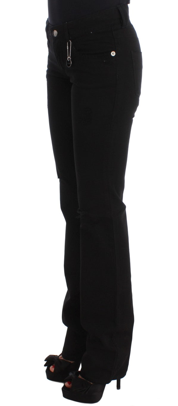 Costume National Chic Black Slim Fit Zippered Cotton Jeans - Elegance Online Limited