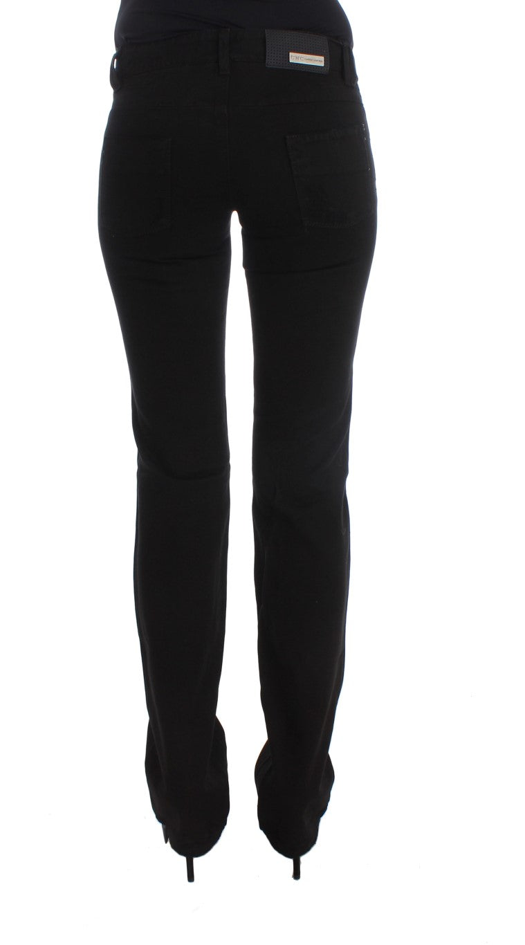 Costume National Chic Black Slim Fit Zippered Cotton Jeans - Elegance Online Limited