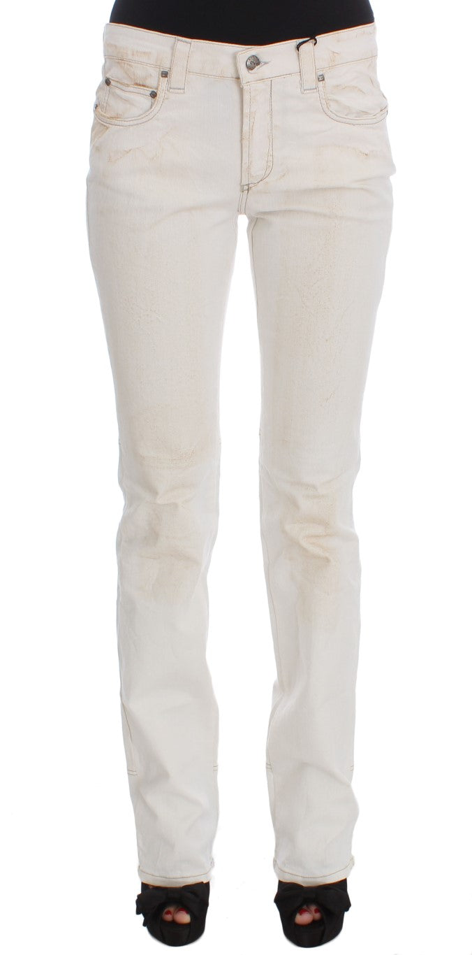 Costume National Chic White Slim Fit Designer Jeans - Elegance Online Limited