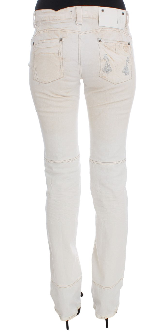 Costume National Chic White Slim Fit Designer Jeans - Elegance Online Limited