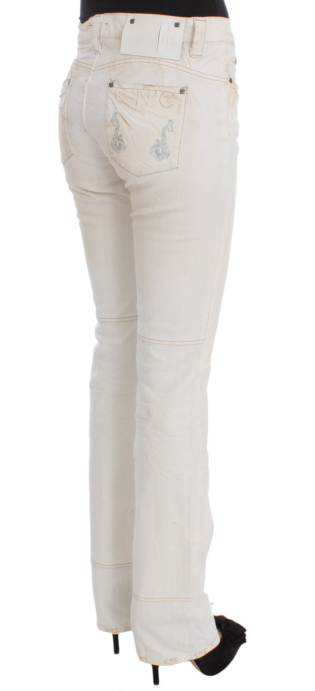 Costume National Chic White Slim Fit Designer Jeans - Elegance Online Limited
