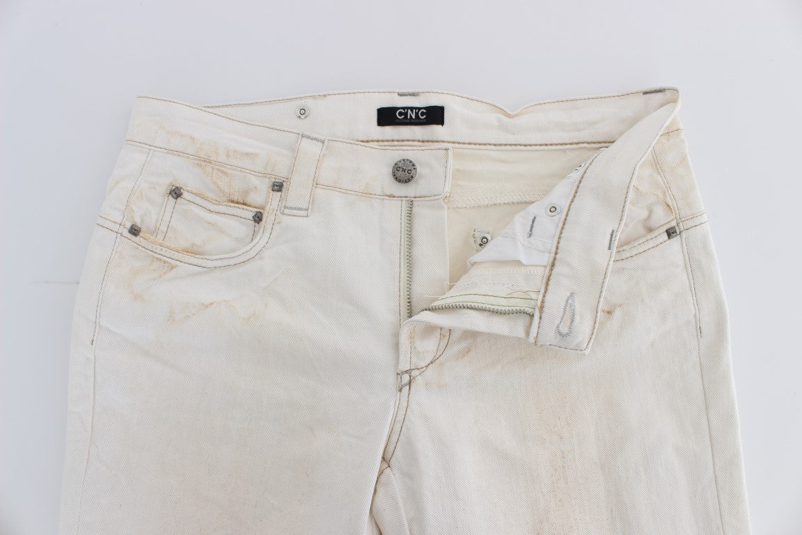 Costume National Chic White Slim Fit Designer Jeans - Elegance Online Limited
