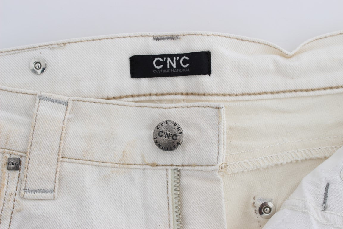 Costume National Chic White Slim Fit Designer Jeans - Elegance Online Limited