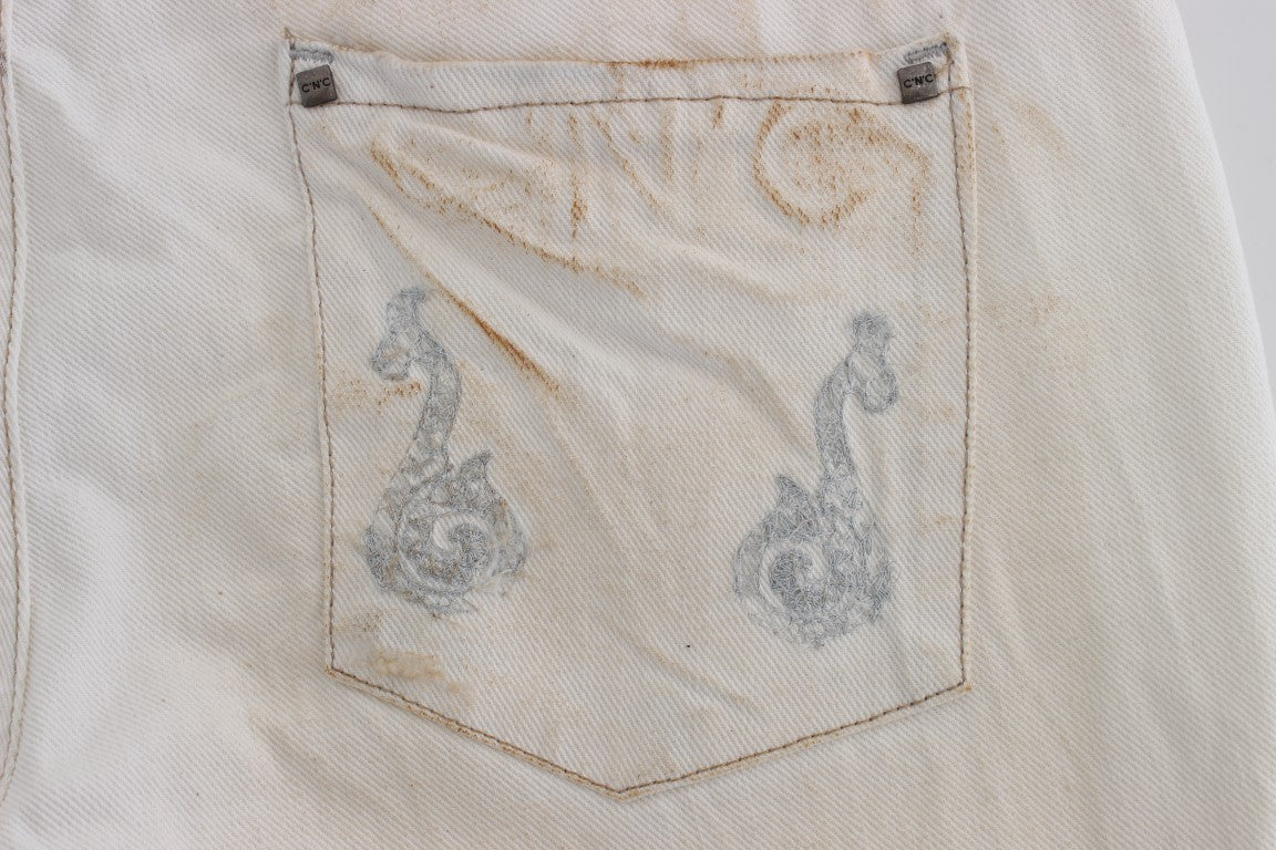 Costume National Chic White Slim Fit Designer Jeans - Elegance Online Limited