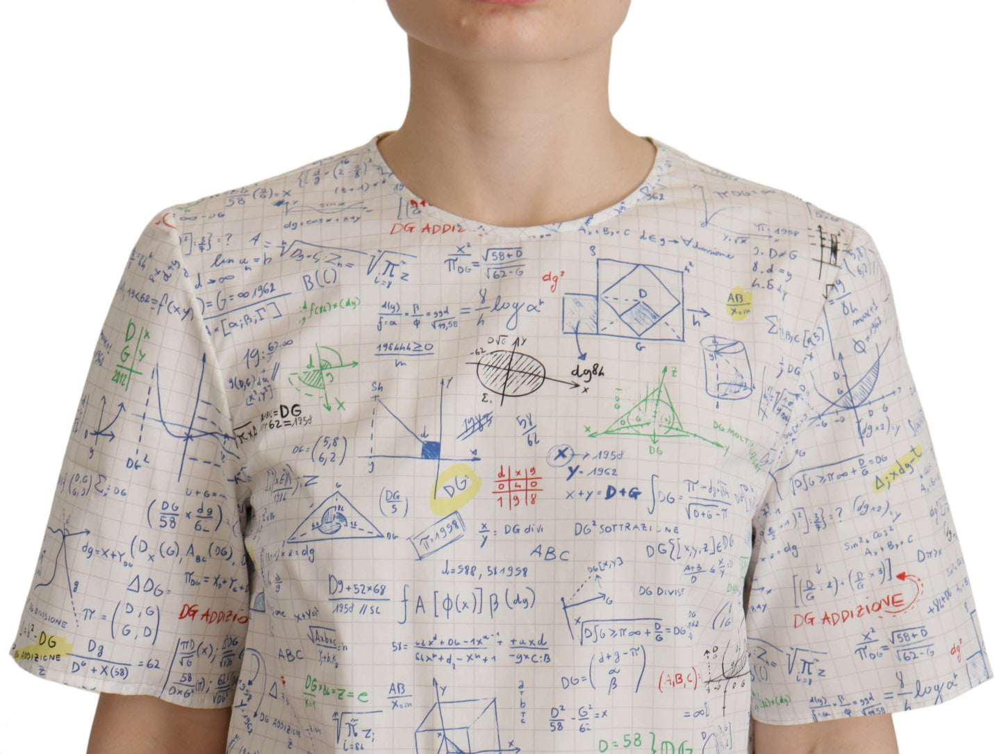 T-shirt col rond en coton imprimé algèbre Dolce & Gabbana