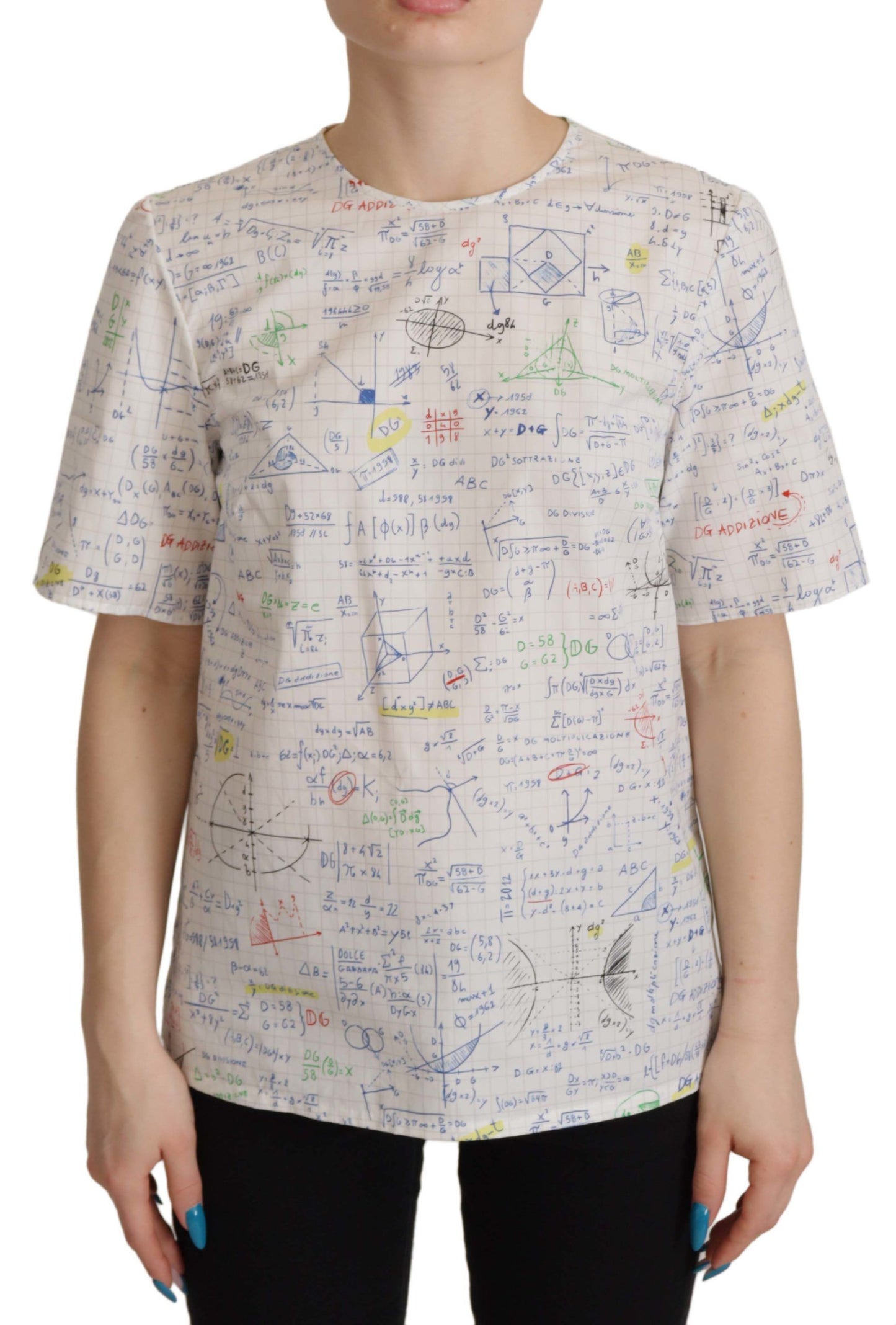 T-shirt col rond en coton imprimé algèbre Dolce & Gabbana