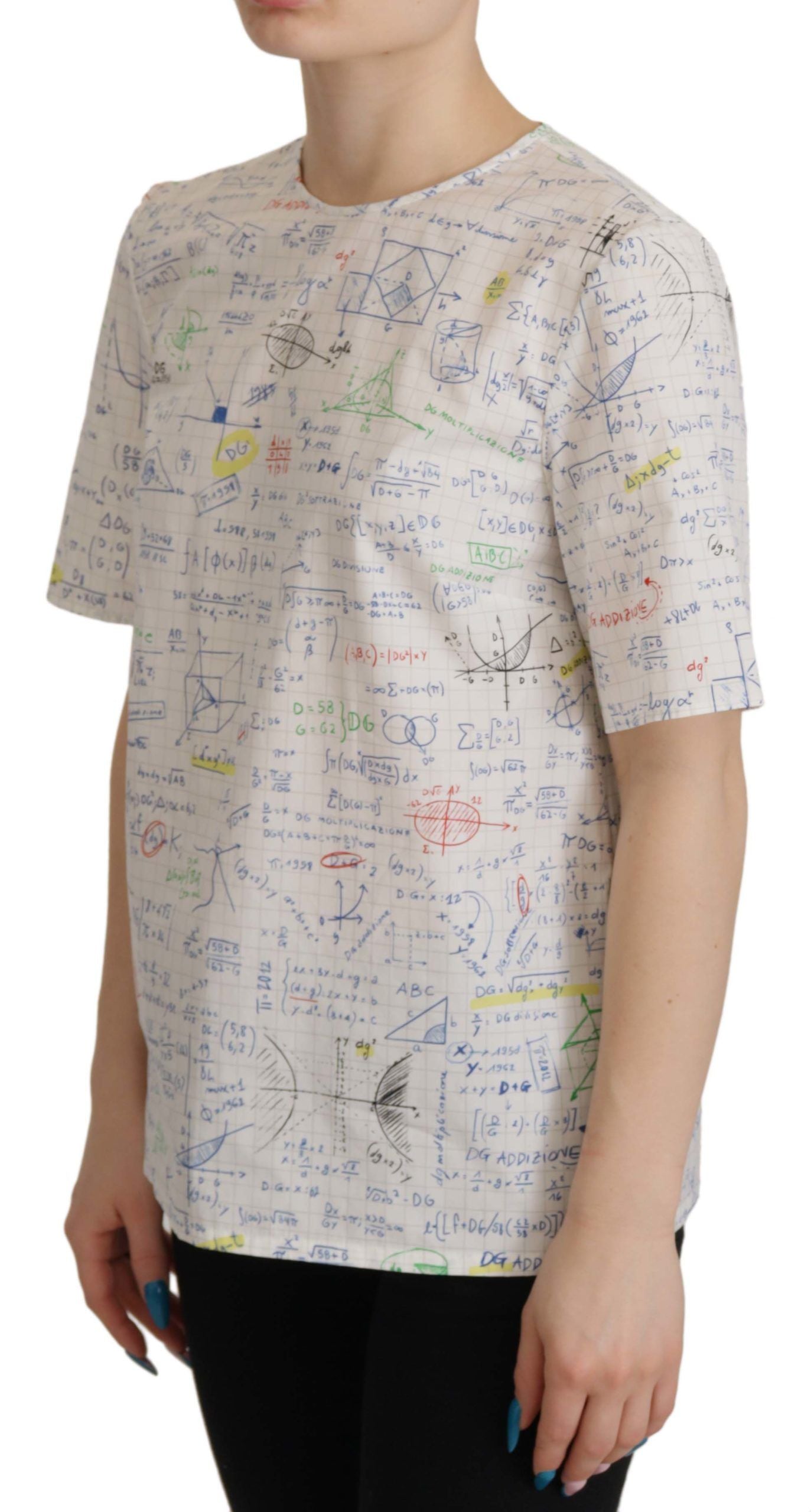 T-shirt col rond en coton imprimé algèbre Dolce & Gabbana