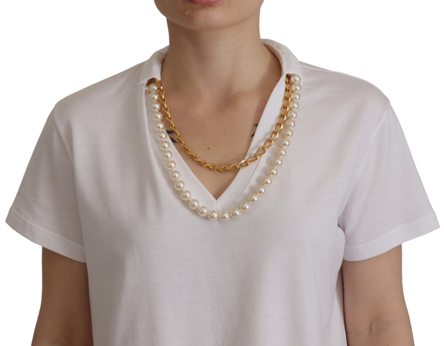 Dolce & Gabbana - Superbe t-shirt à encolure en V orné du logo