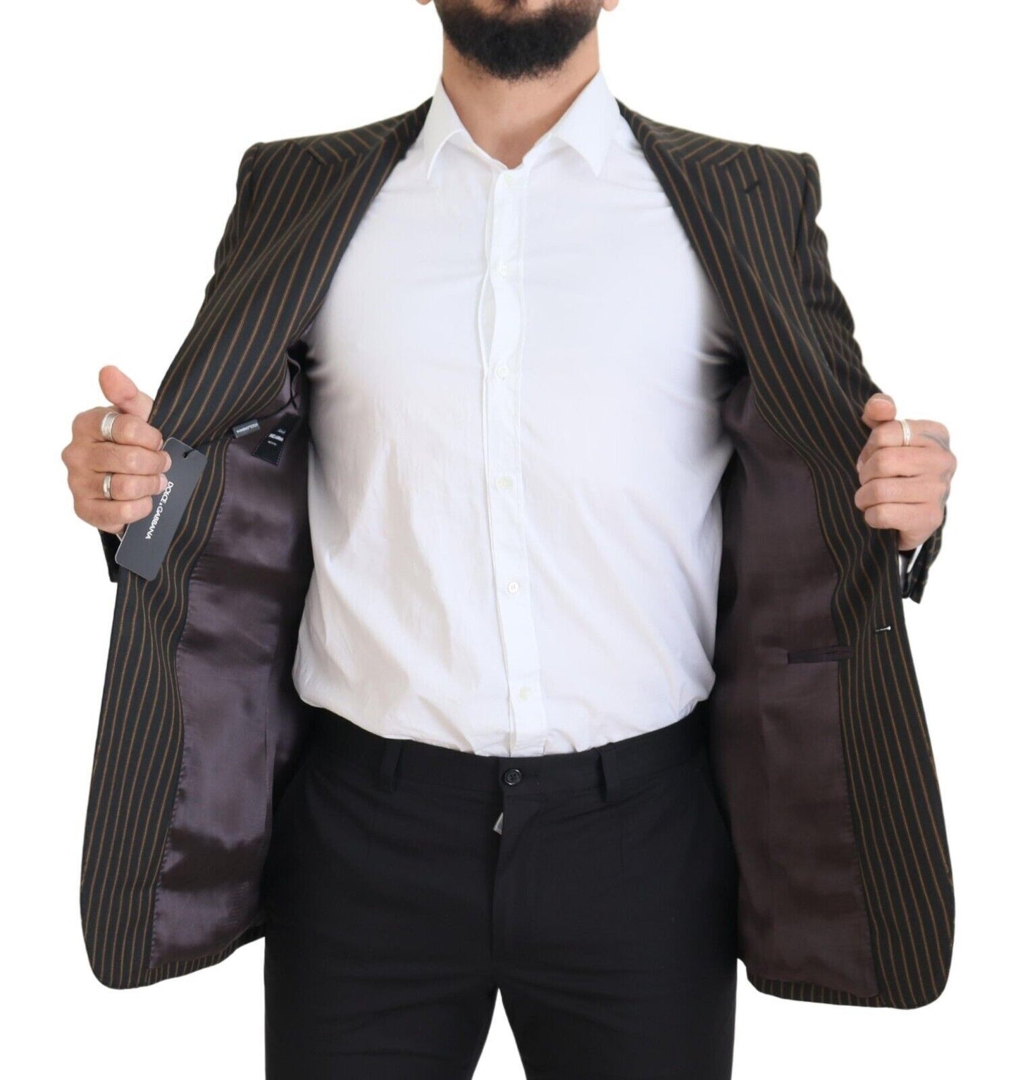 Dolce & Gabbana Blazer ajustado elegante de mezcla de lana a rayas