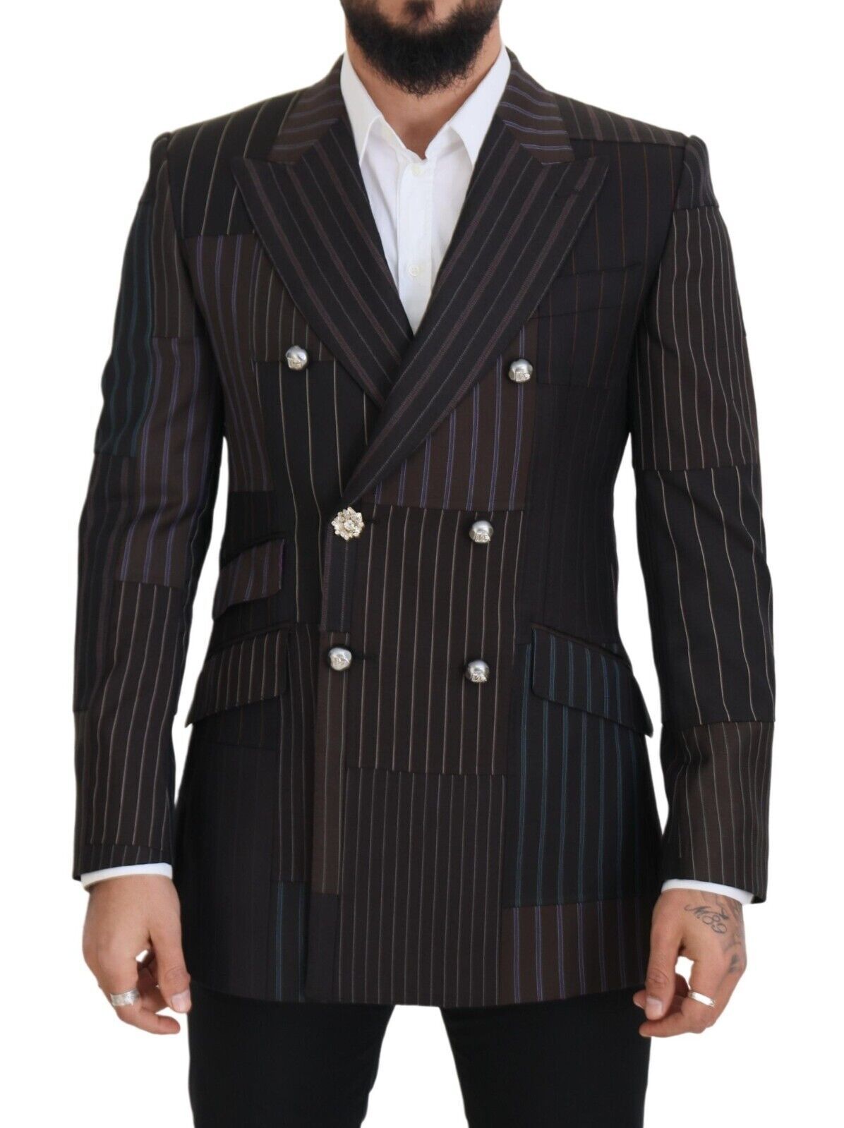 Dolce & Gabbana Blazer de corte slim en mezcla de lana y seda multicolor