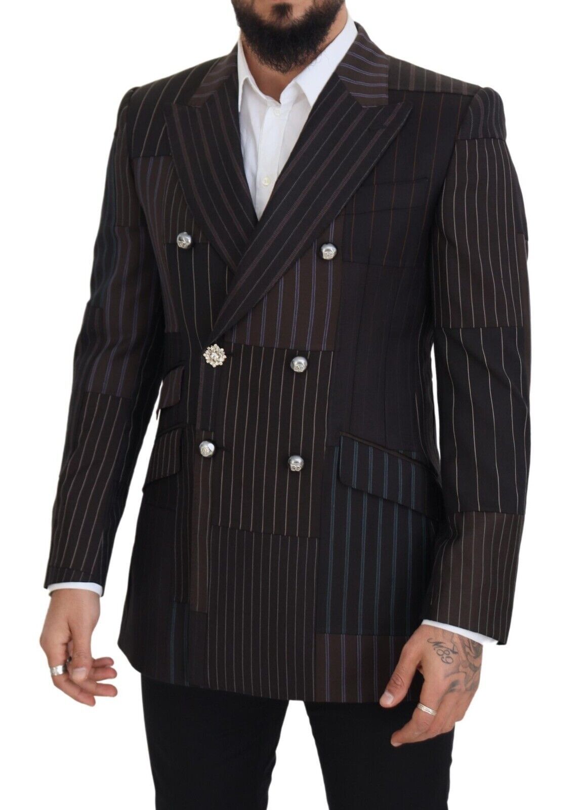 Dolce & Gabbana Blazer de corte slim en mezcla de lana y seda multicolor
