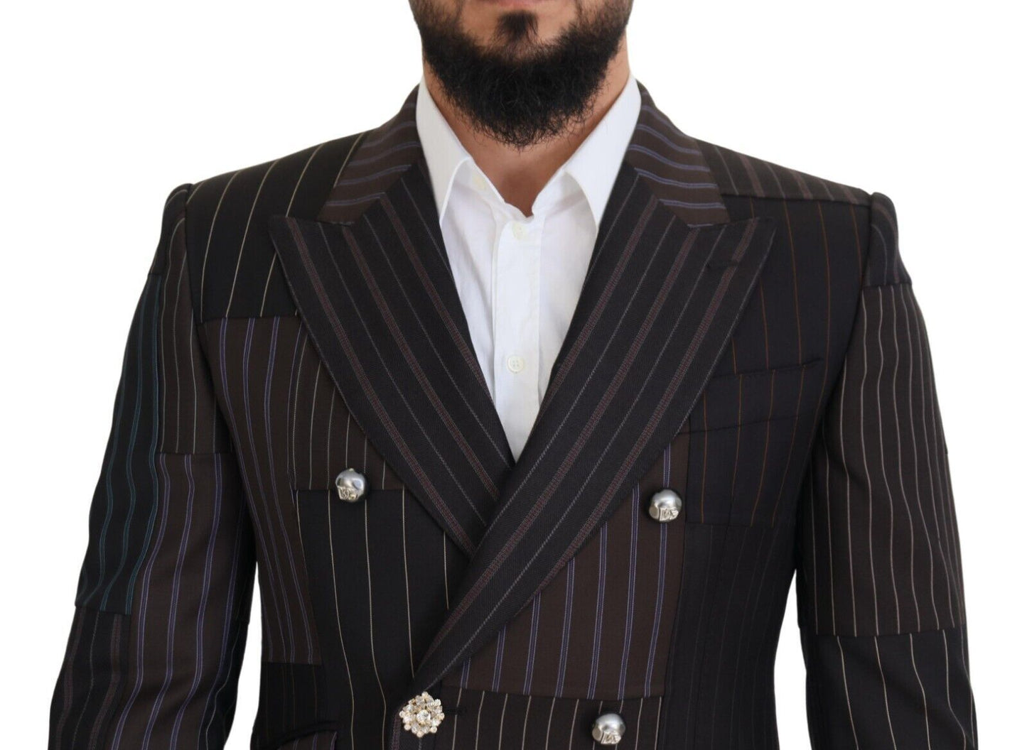 Dolce & Gabbana Blazer de corte slim en mezcla de lana y seda multicolor