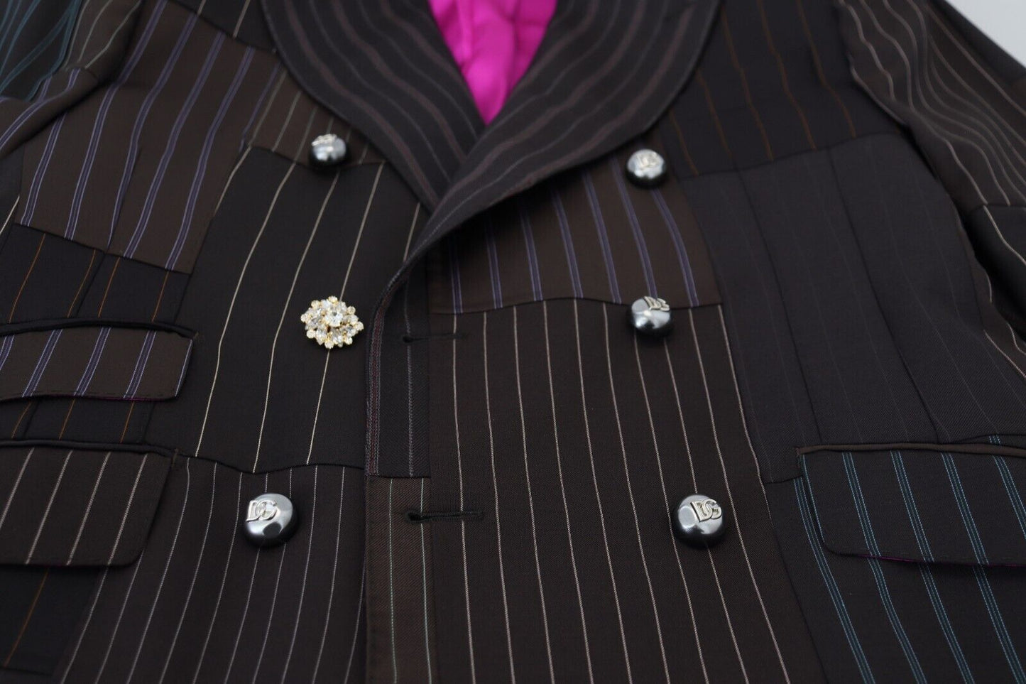 Dolce & Gabbana Blazer de corte slim en mezcla de lana y seda multicolor