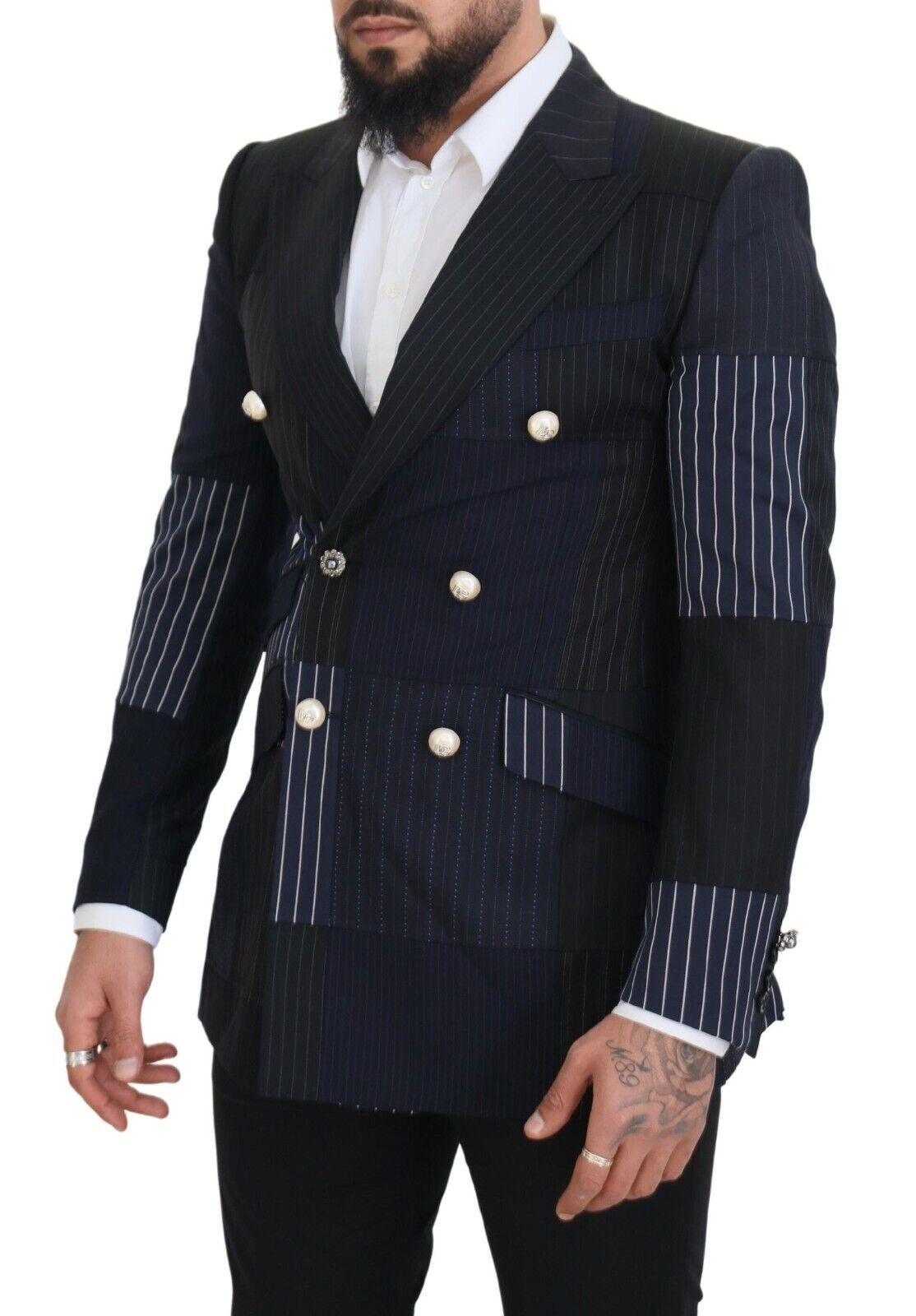 Dolce & Gabbana Elegante blazer de lana con doble botonadura azul marino