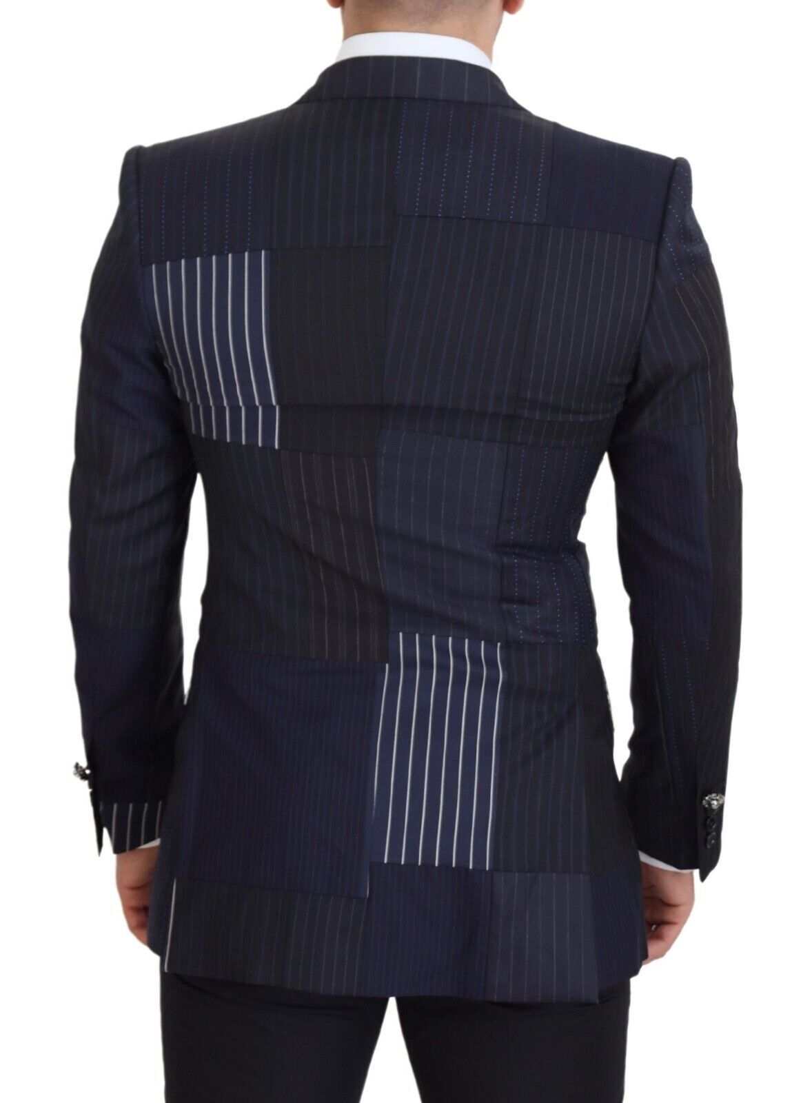 Dolce & Gabbana Elegante blazer de lana con doble botonadura azul marino