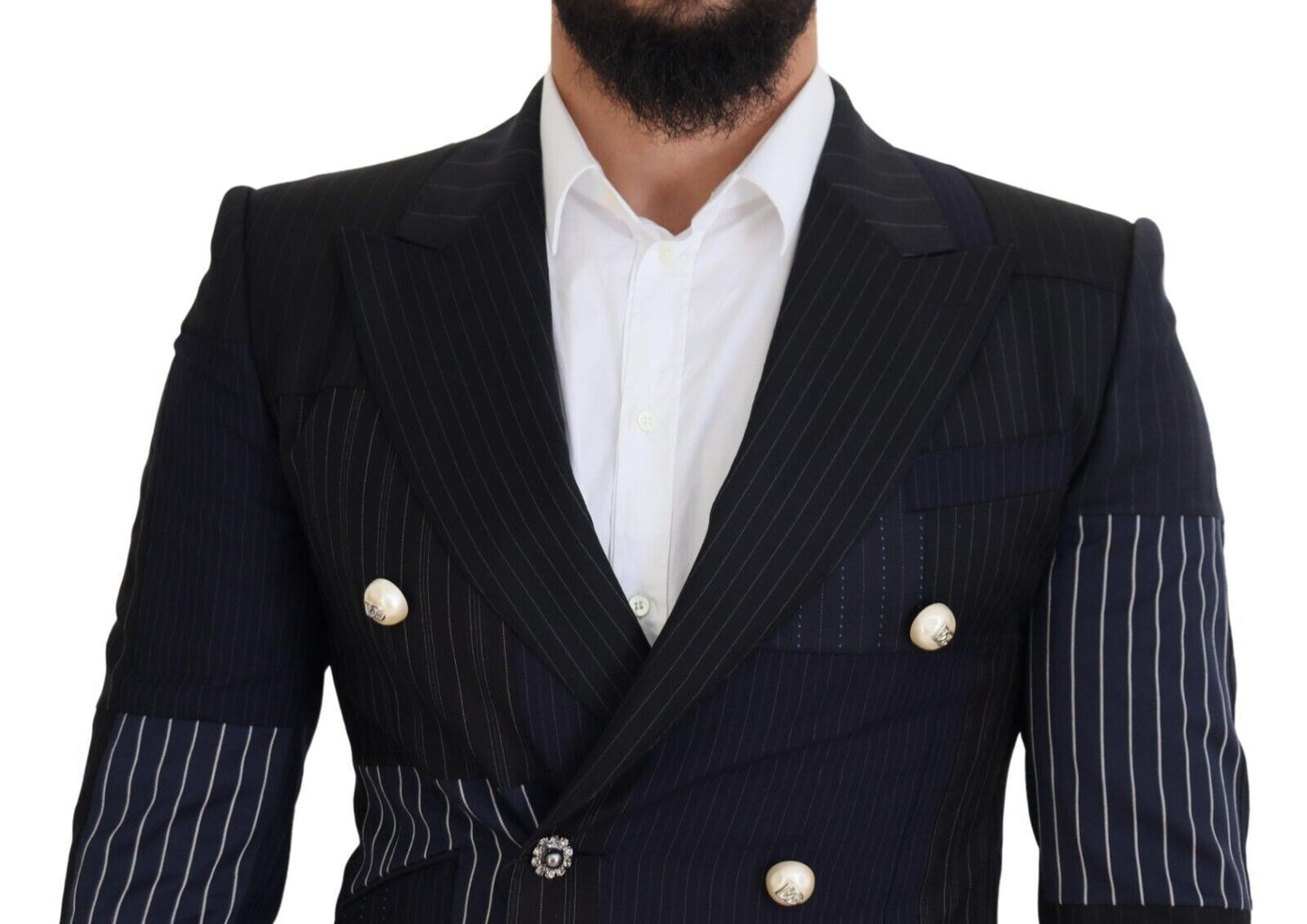 Dolce & Gabbana Elegante blazer de lana con doble botonadura azul marino