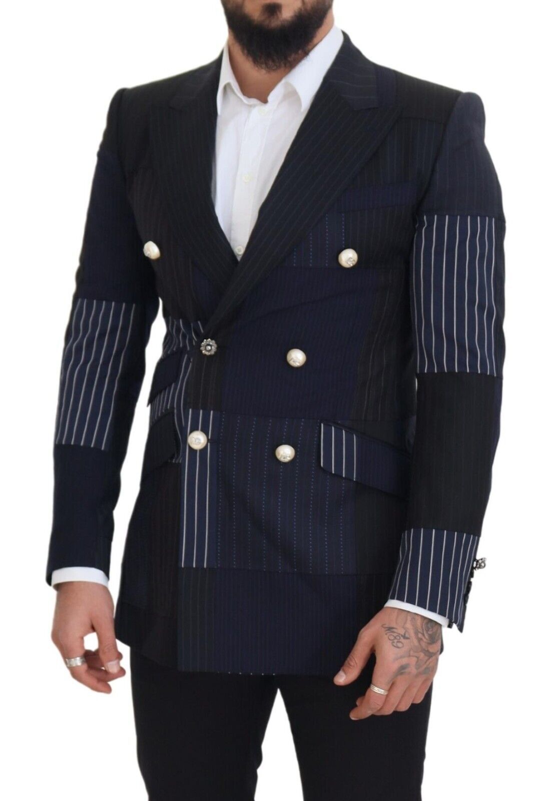 Dolce & Gabbana Elegante blazer de lana con doble botonadura azul marino