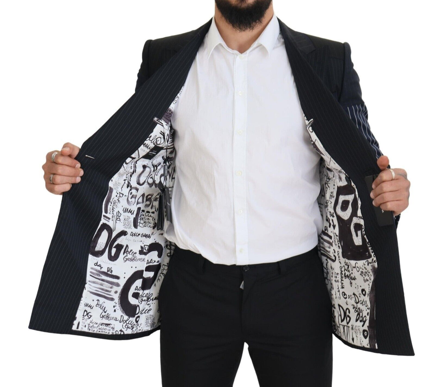 Dolce & Gabbana Elegante blazer de lana con doble botonadura azul marino