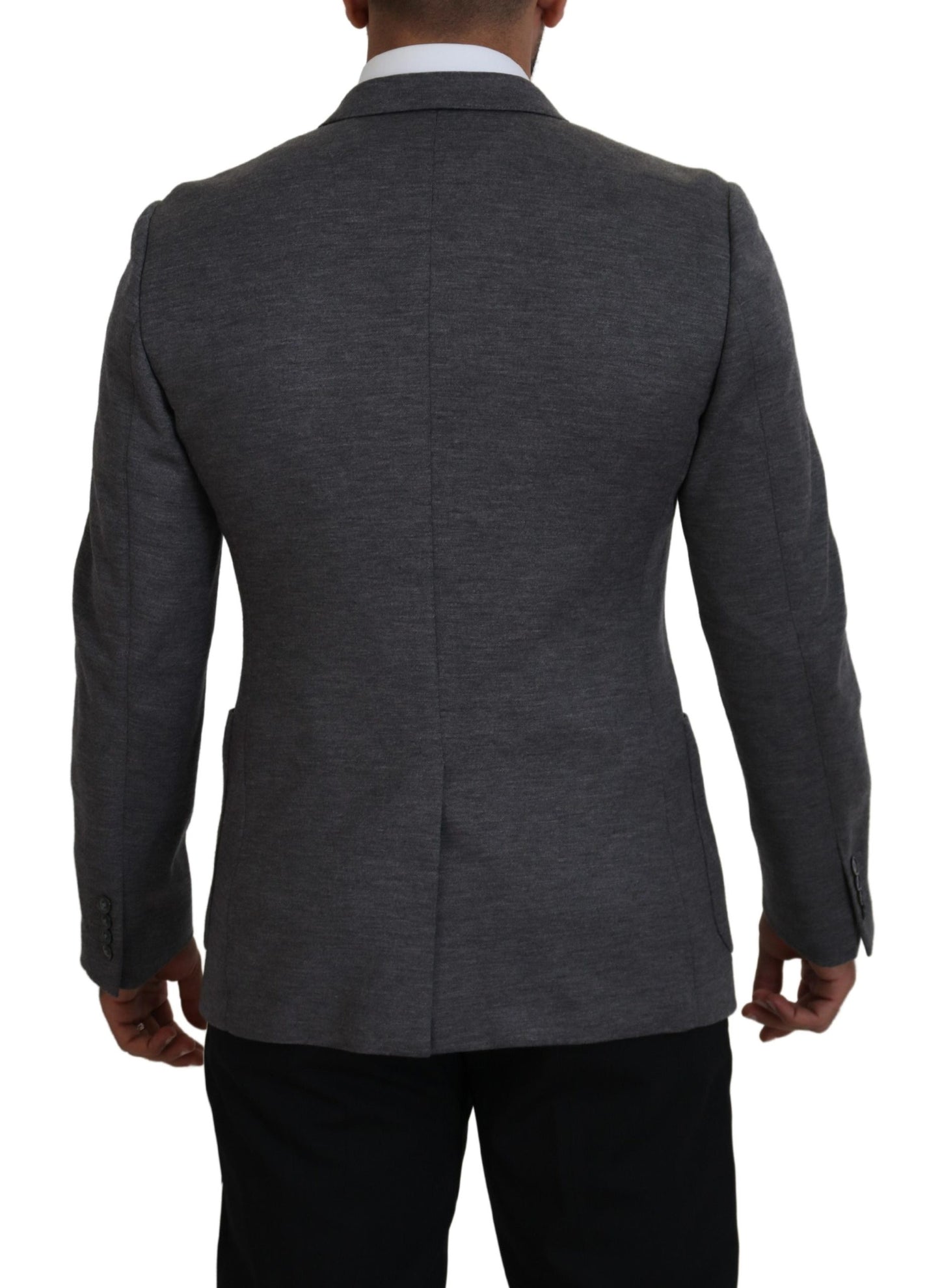 Dolce & Gabbana Elegante blazer de lana gris con bordado de corona de abeja