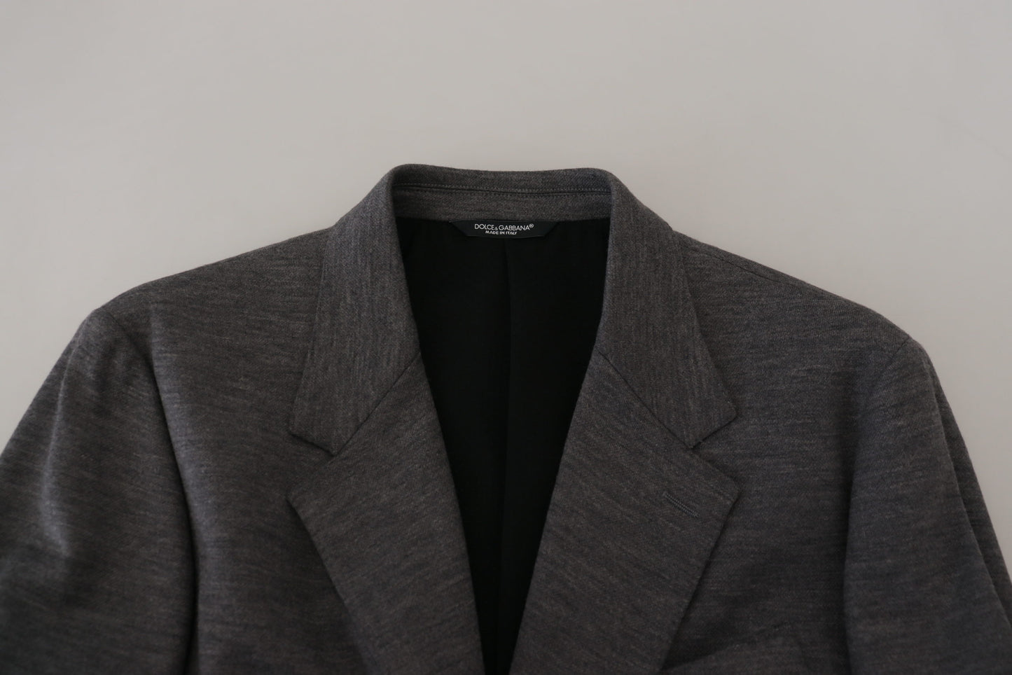 Dolce & Gabbana Elegante blazer de lana gris con bordado de corona de abeja