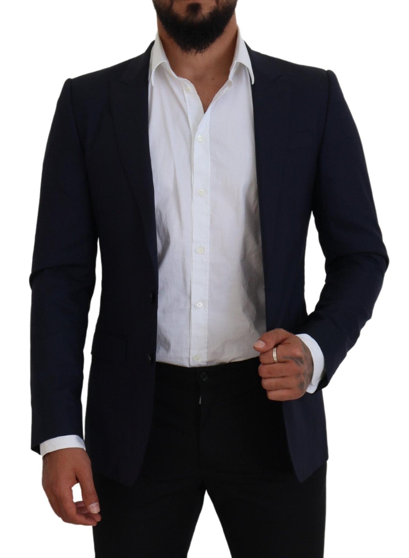 Veste blazer élégante en laine et soie bleue Dolce & Gabbana