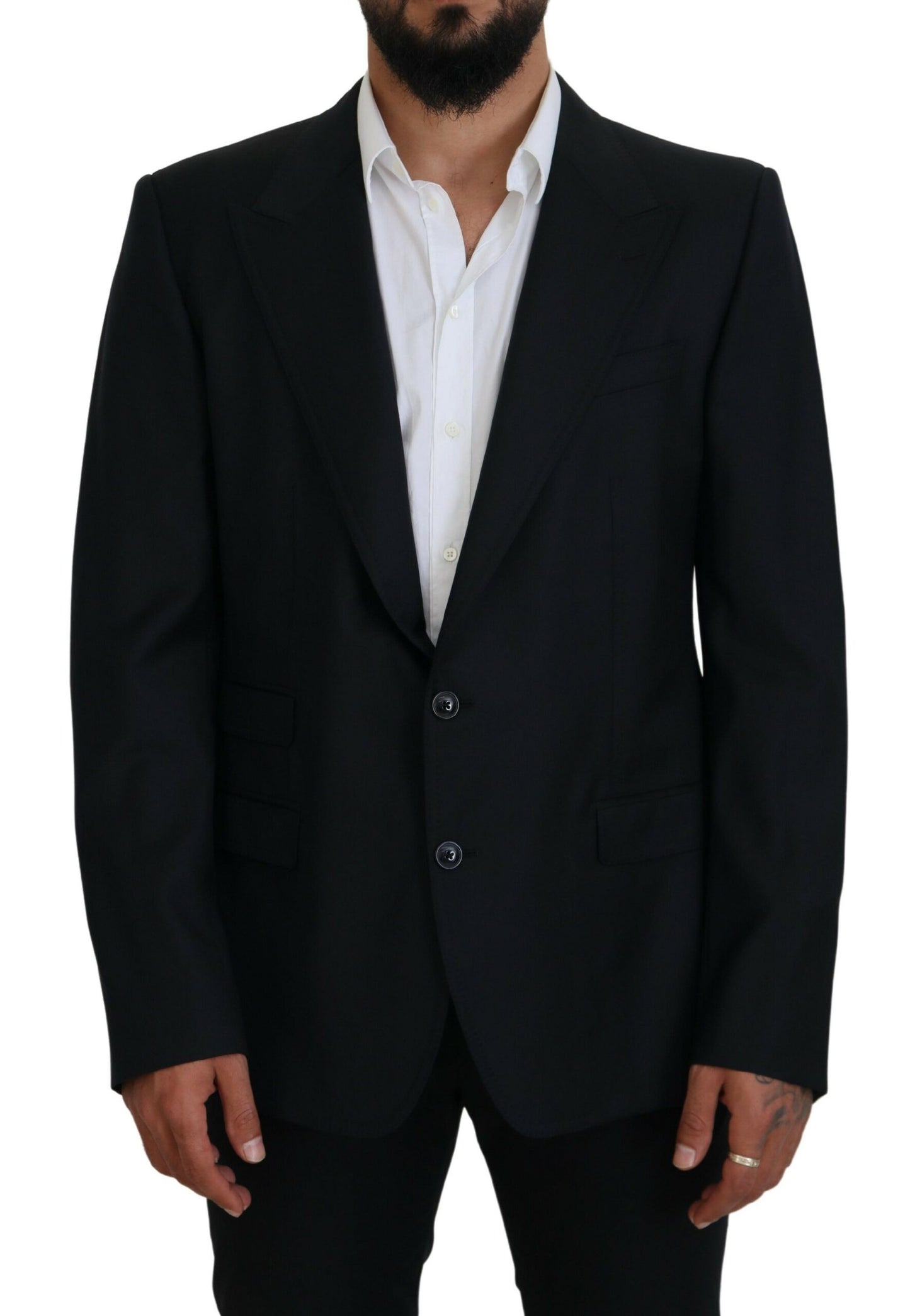Blazer bleu foncé élégant à boutonnage simple Dolce & Gabbana