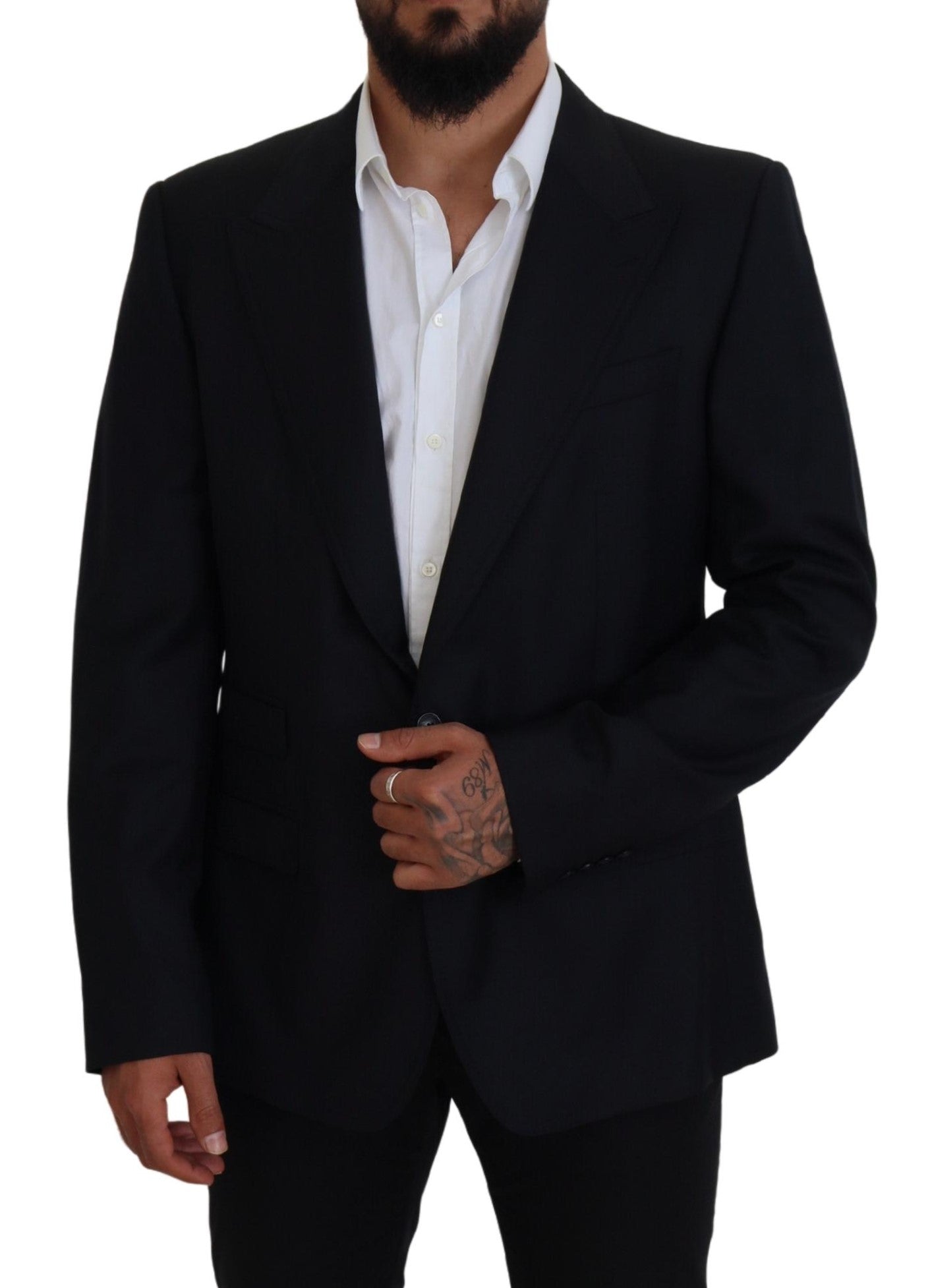 Blazer bleu foncé élégant à boutonnage simple Dolce & Gabbana