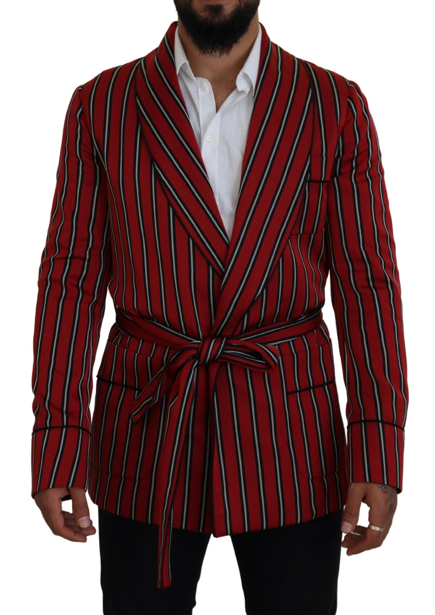 Robe longue élégante à rayures rouges Dolce & Gabbana - Vêtements de luxe