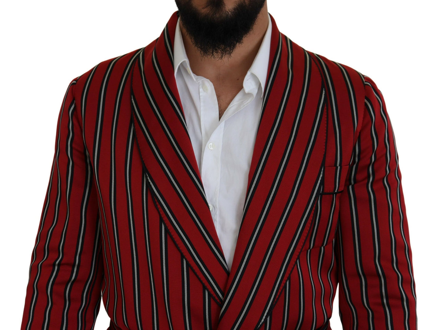 Robe longue élégante à rayures rouges Dolce & Gabbana - Vêtements de luxe