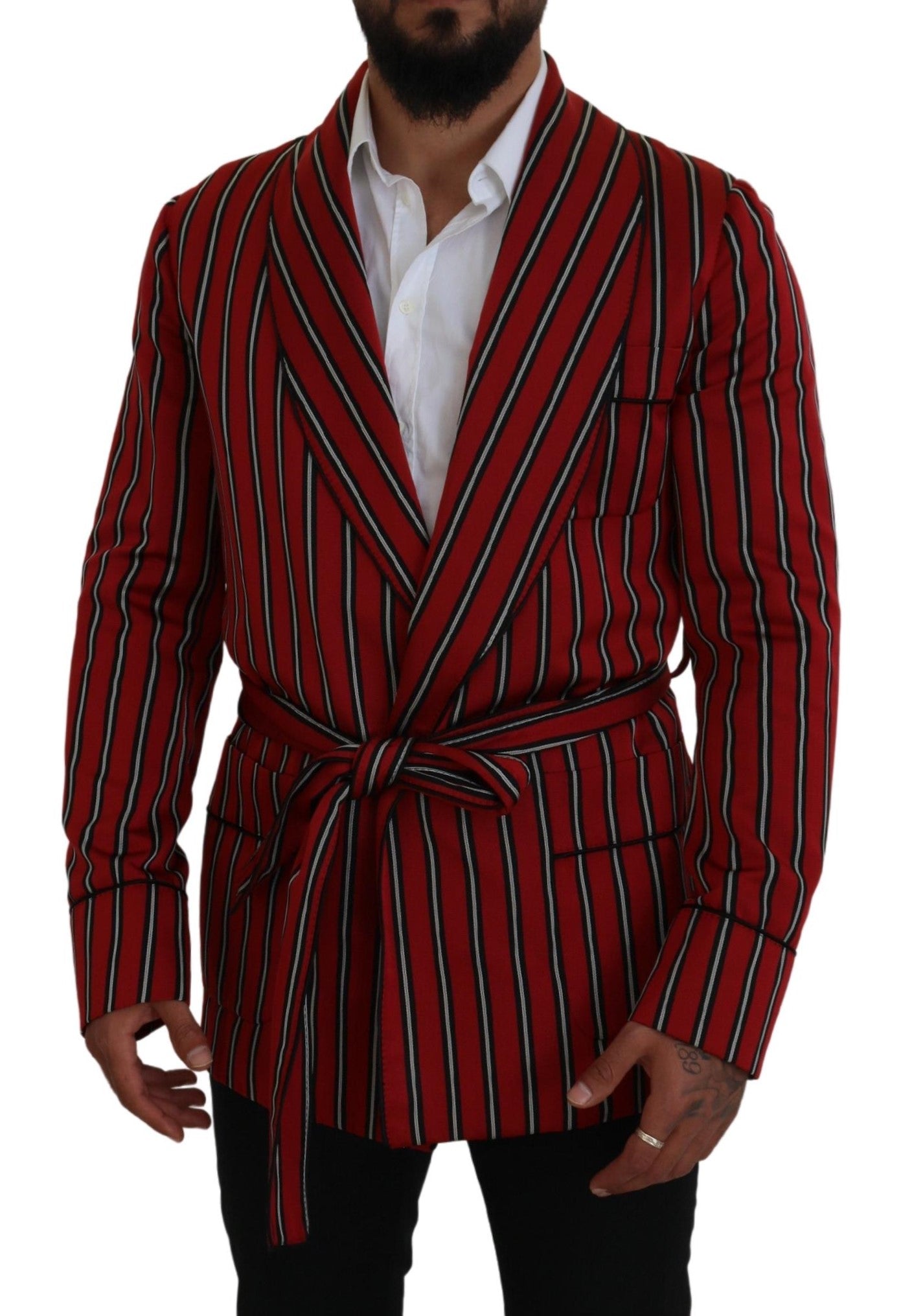 Robe longue élégante à rayures rouges Dolce & Gabbana - Vêtements de luxe