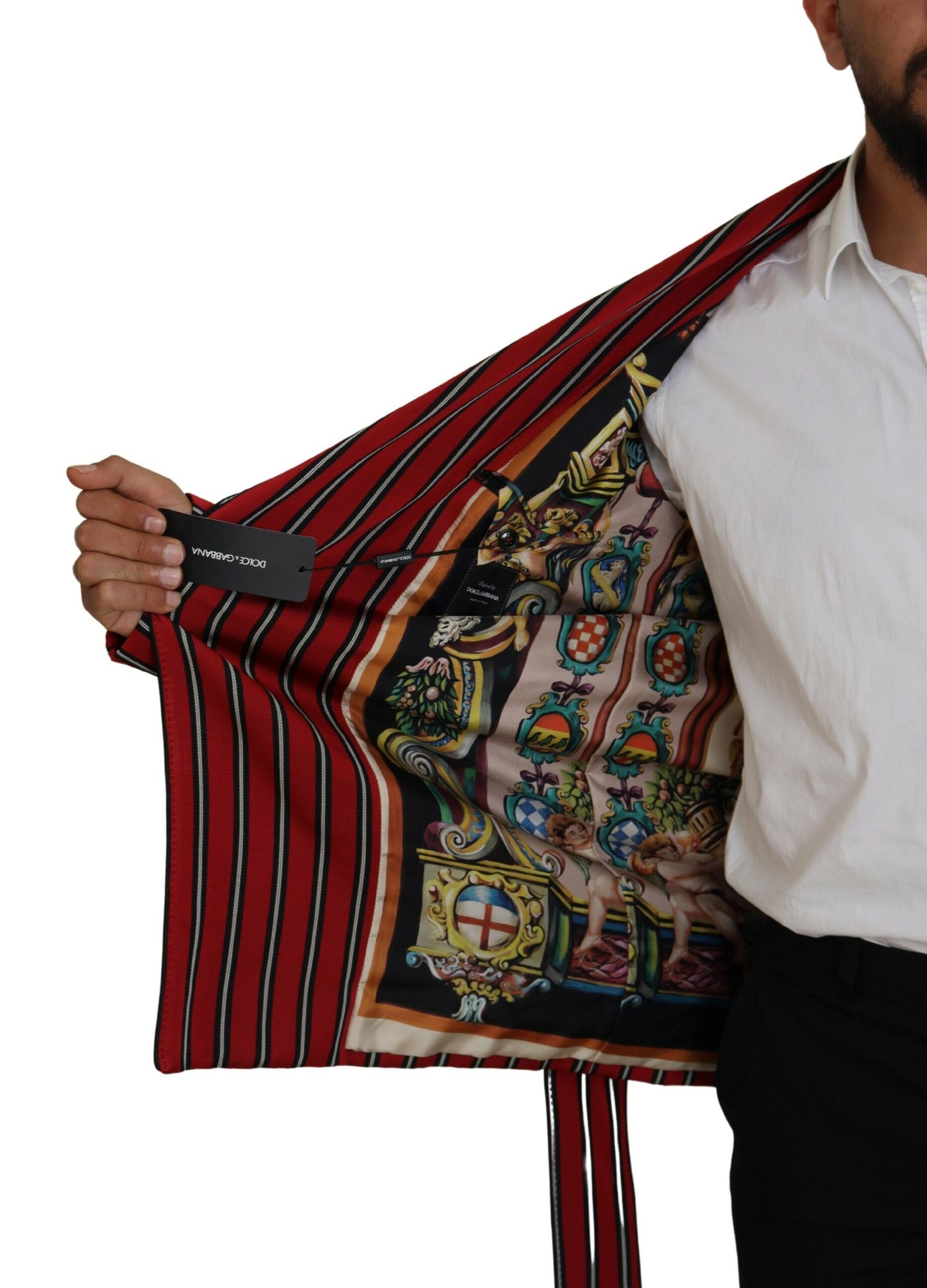 Robe longue élégante à rayures rouges Dolce & Gabbana - Vêtements de luxe