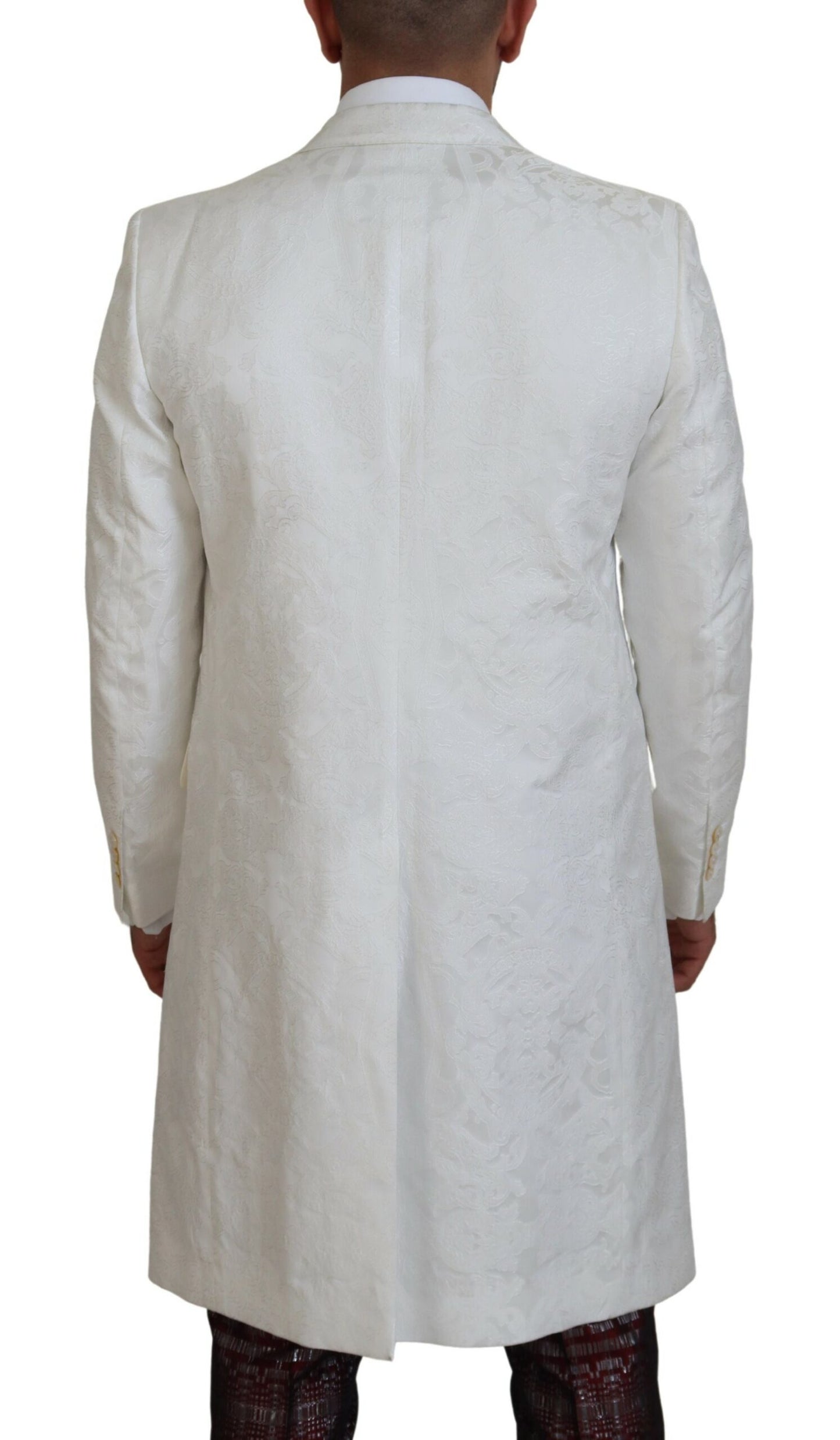 Dolce & Gabbana Elegante gabardina con brocado floral blanco