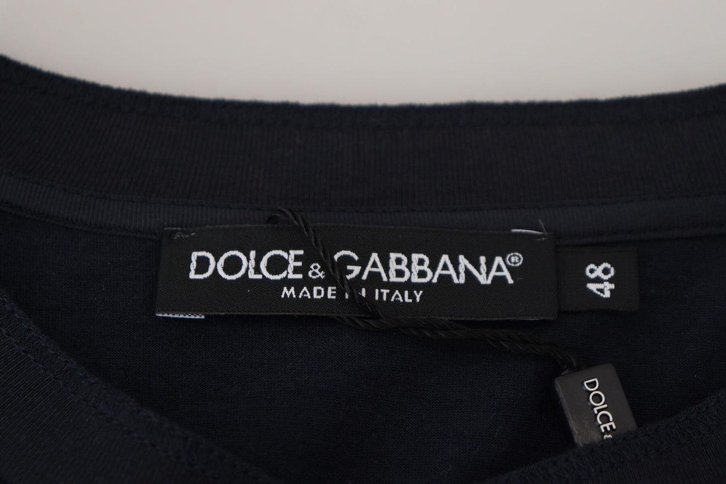 Dolce & Gabbana Elegante jersey azul en mezcla de algodón y seda